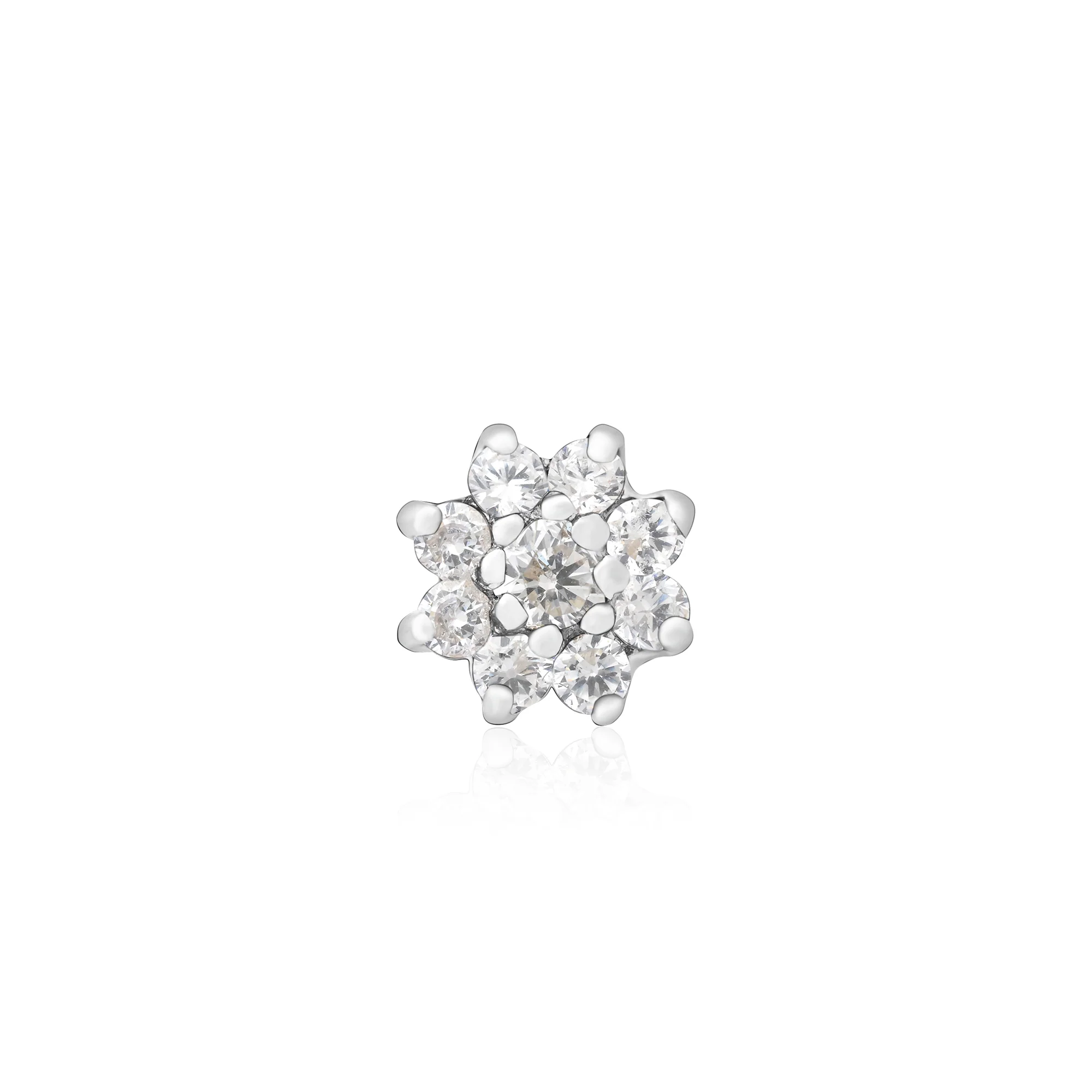 Radiant Bloom CZ Silver Nose Pin - Image 4