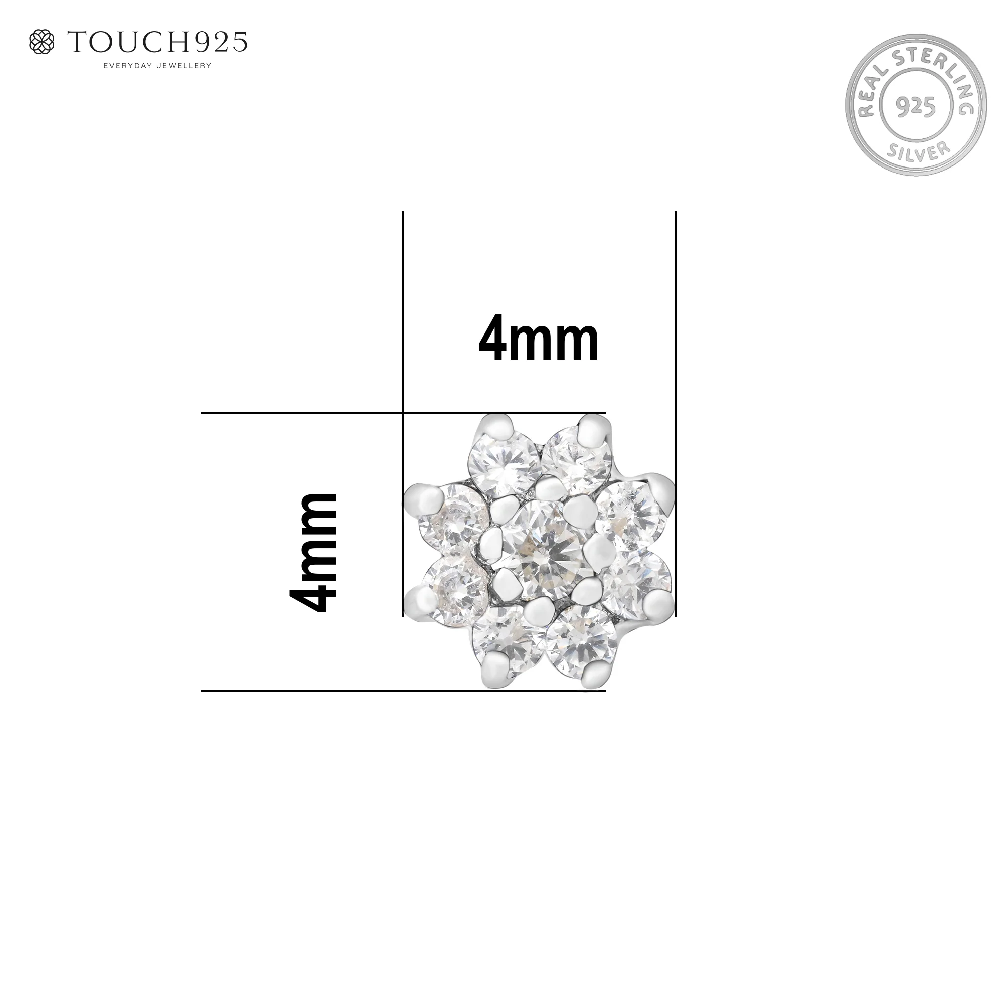 Radiant Bloom CZ Silver Nose Pin - Image 6