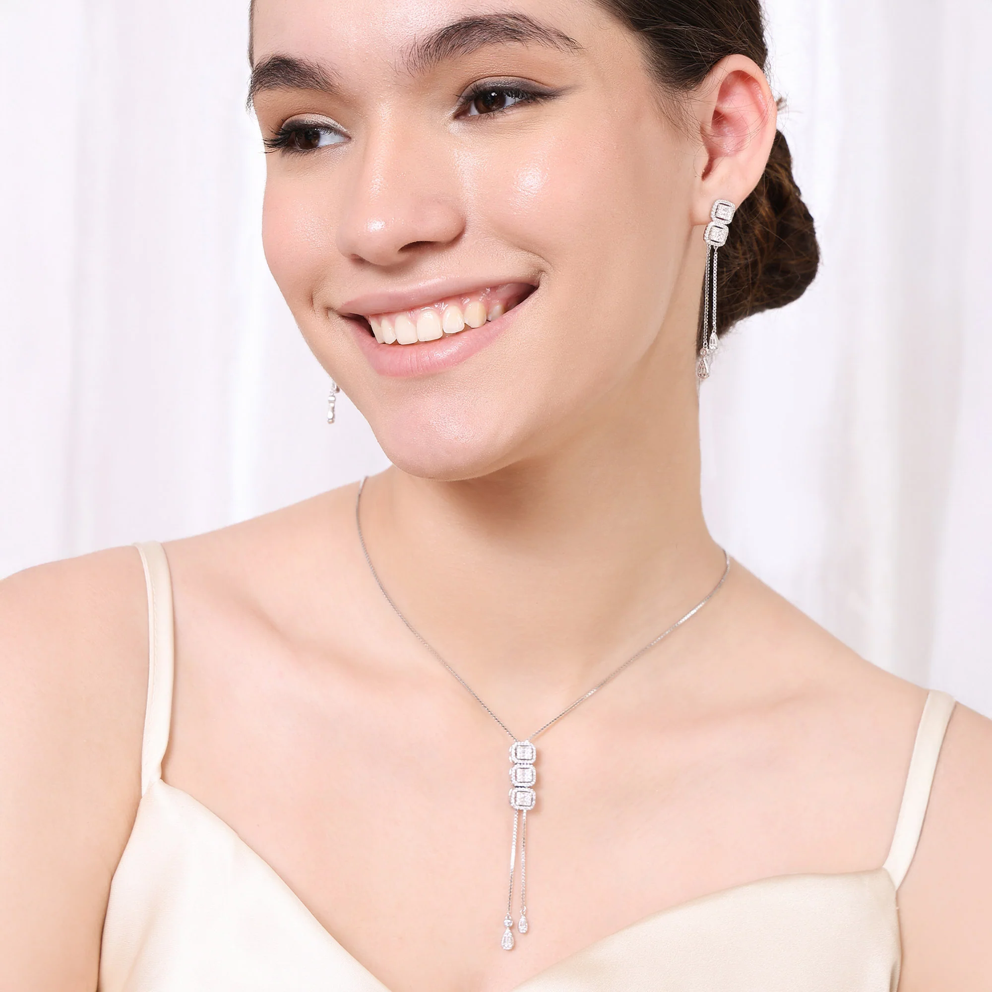 Radiant Cubic Cascade Necklace Set - Image 10