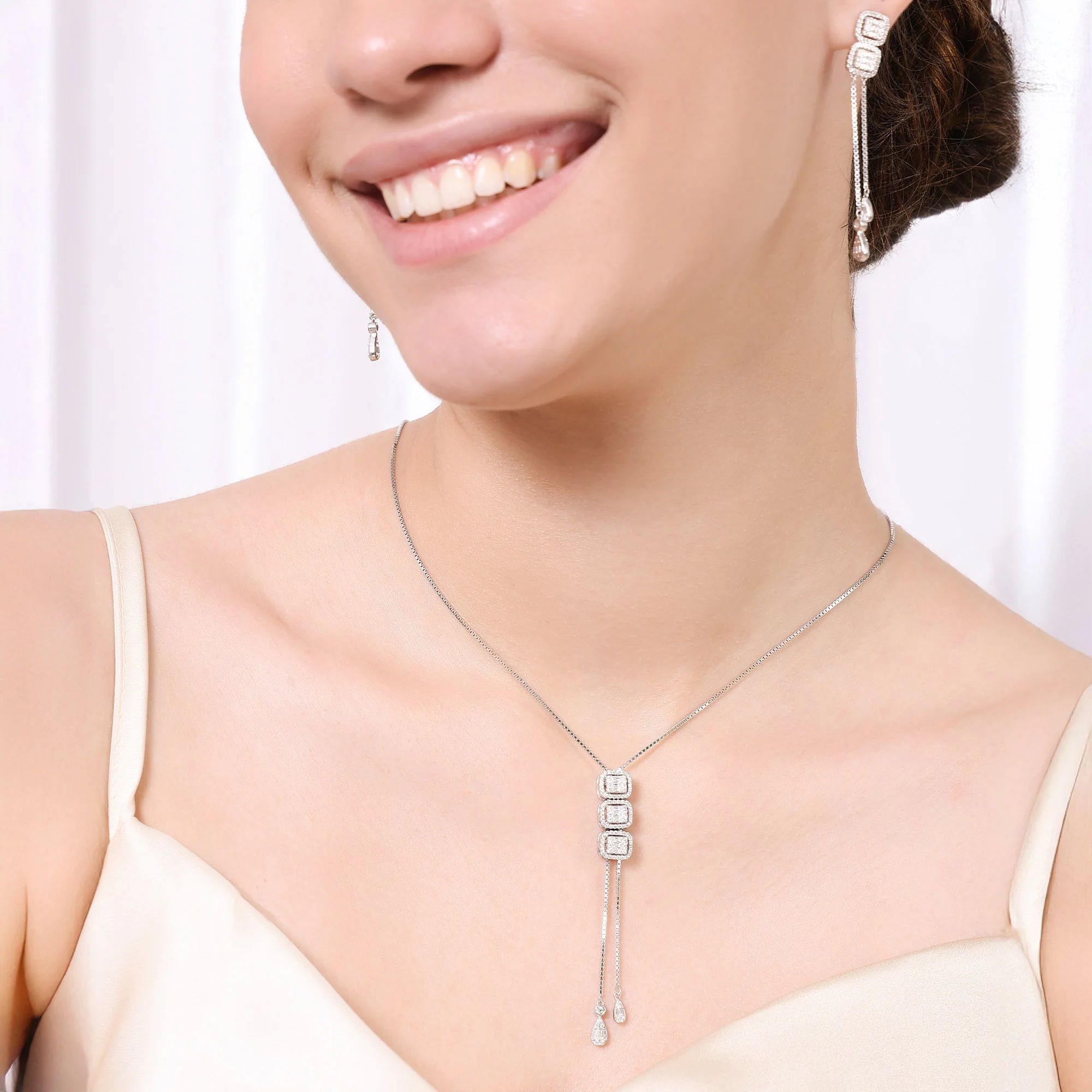 Radiant Cubic Cascade Necklace Set - Image 13