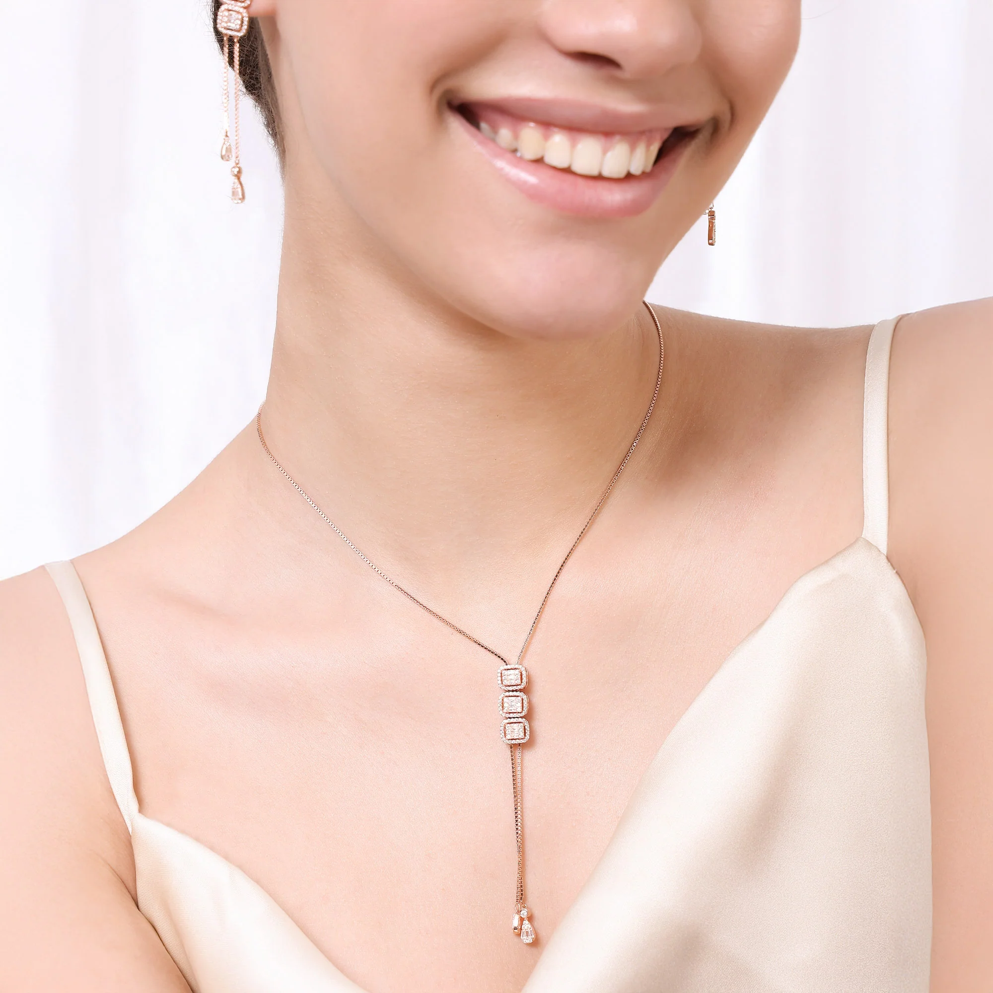Radiant Cubic Cascade Necklace Set - Image 7