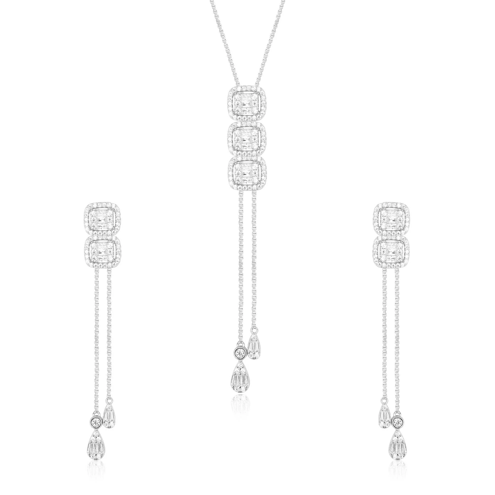 Radiant Cubic Cascade Necklace Set - Image 8
