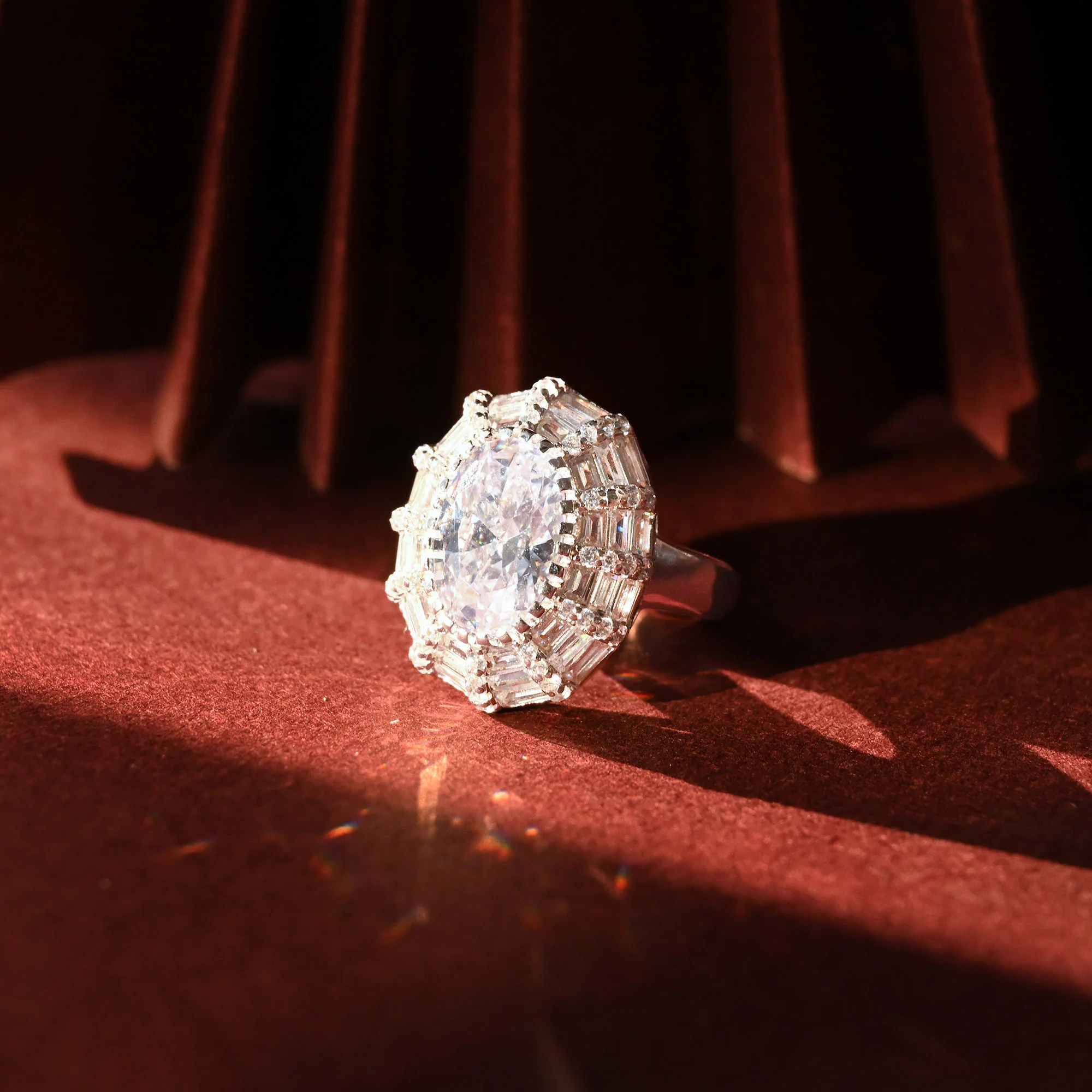 Radiant Halo Stone Silver Ring - Image 2