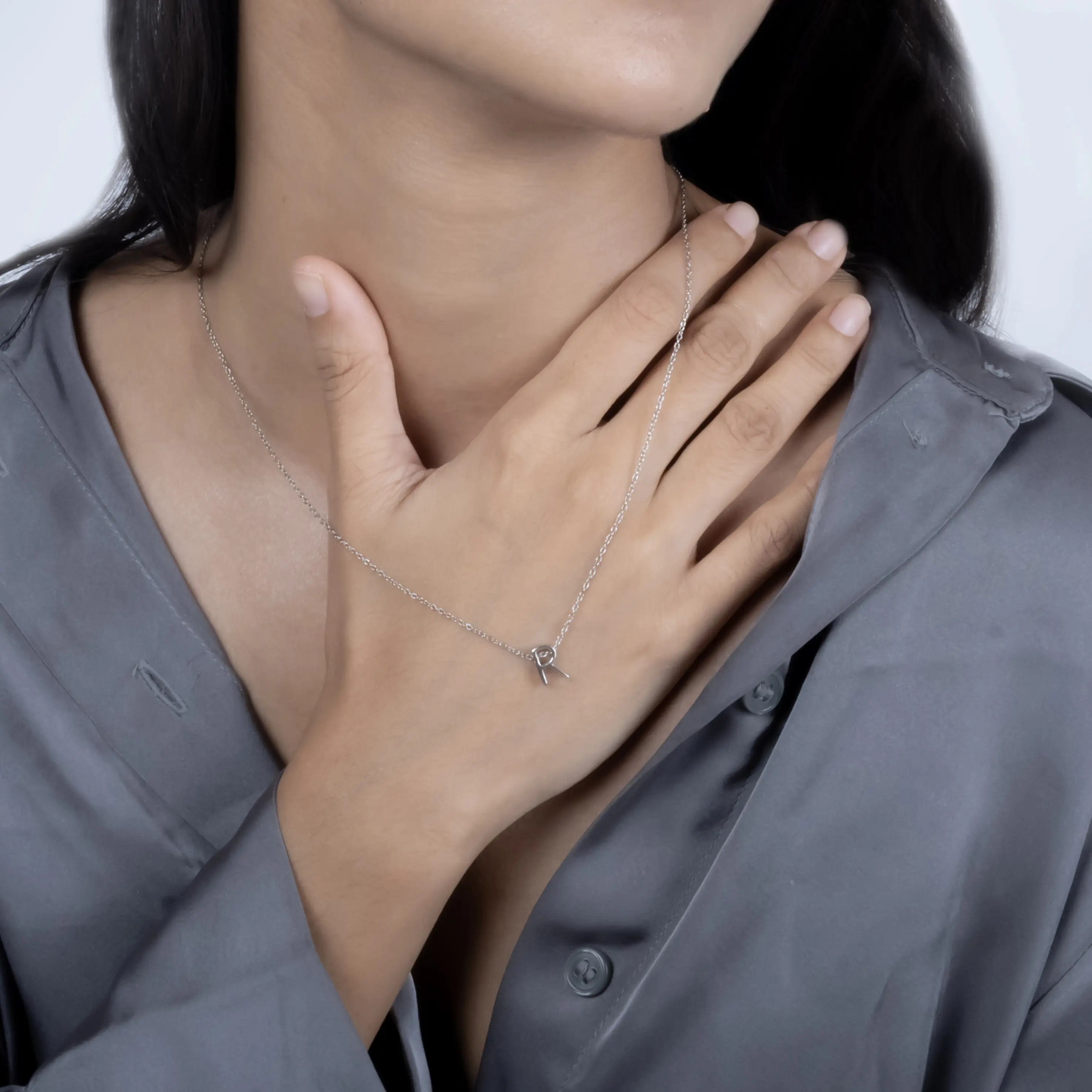 Radiant R Initial Necklace - Image 3
