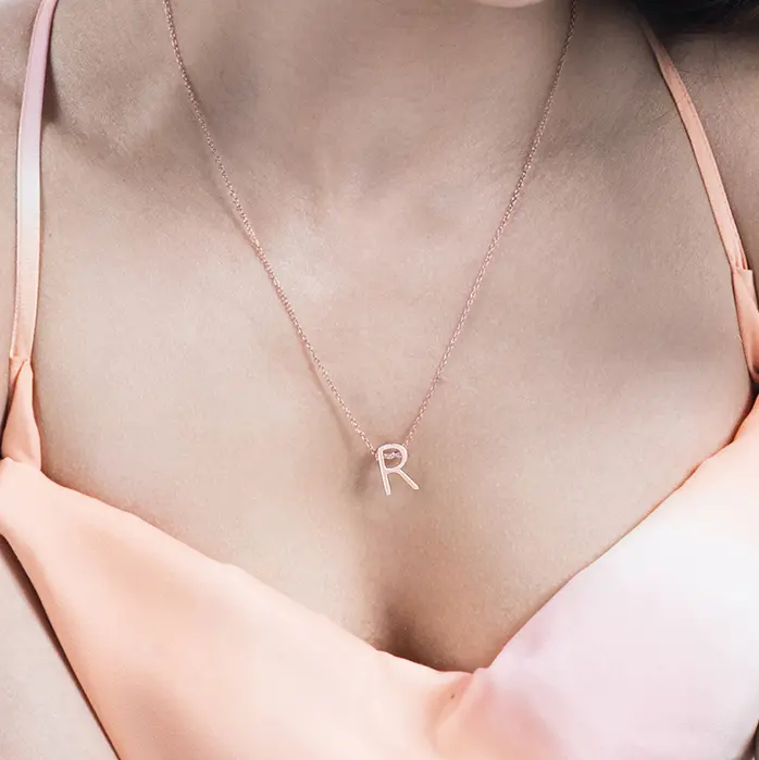 Radiant R Initial Necklace - Image 7