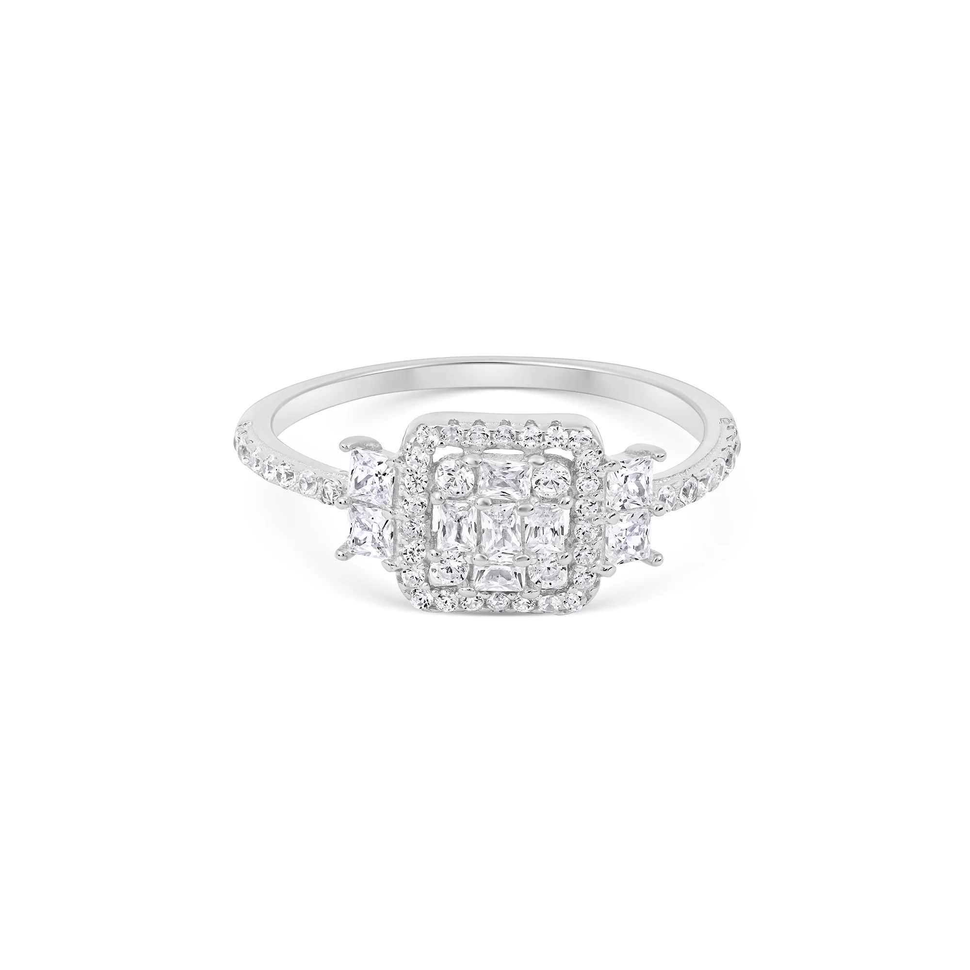 Rectangular Halo CZ Silver Ring - Image 6