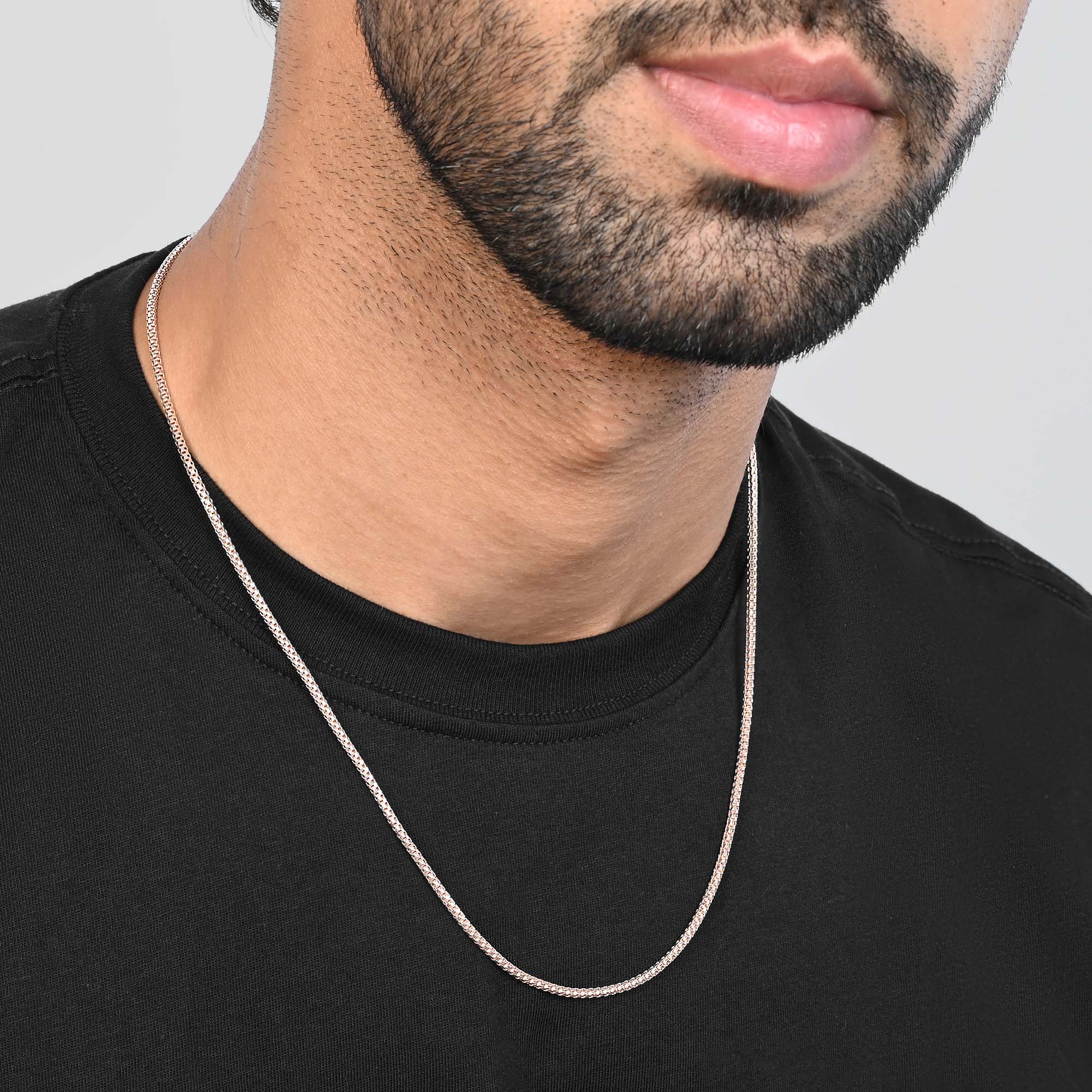 Rose Gold Box-Link Silver Chain - Image 2