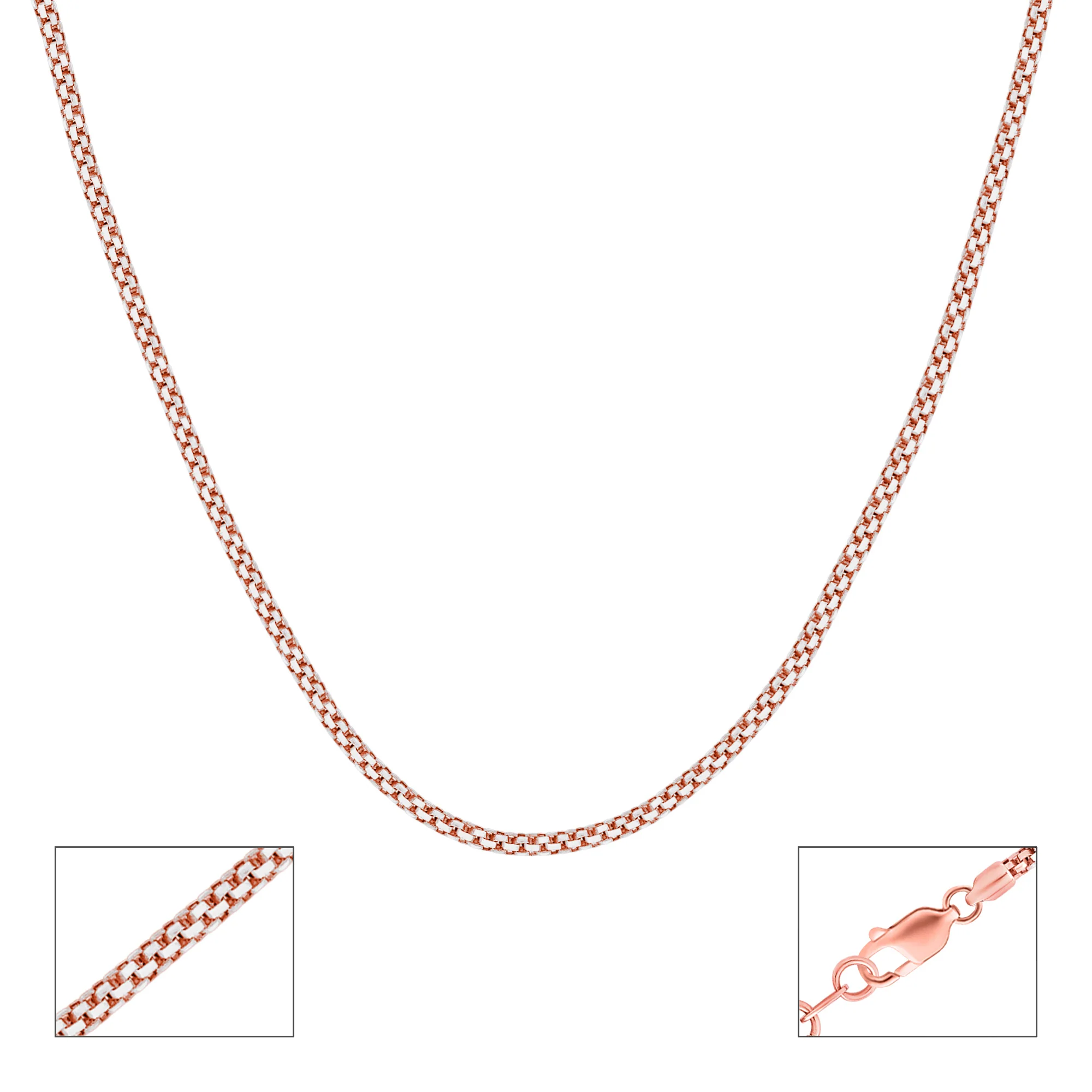 Rose Gold Box-Link Silver Chain - Image 3
