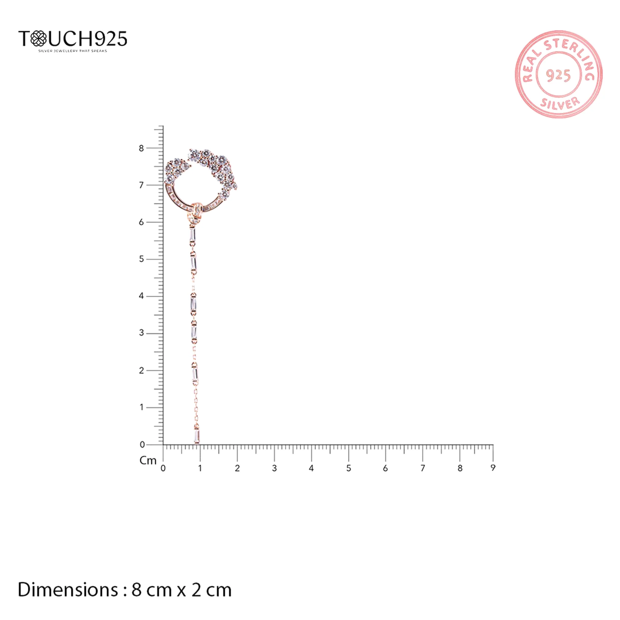 Rose Gold Circular Sleek CZ Dangler - Image 7