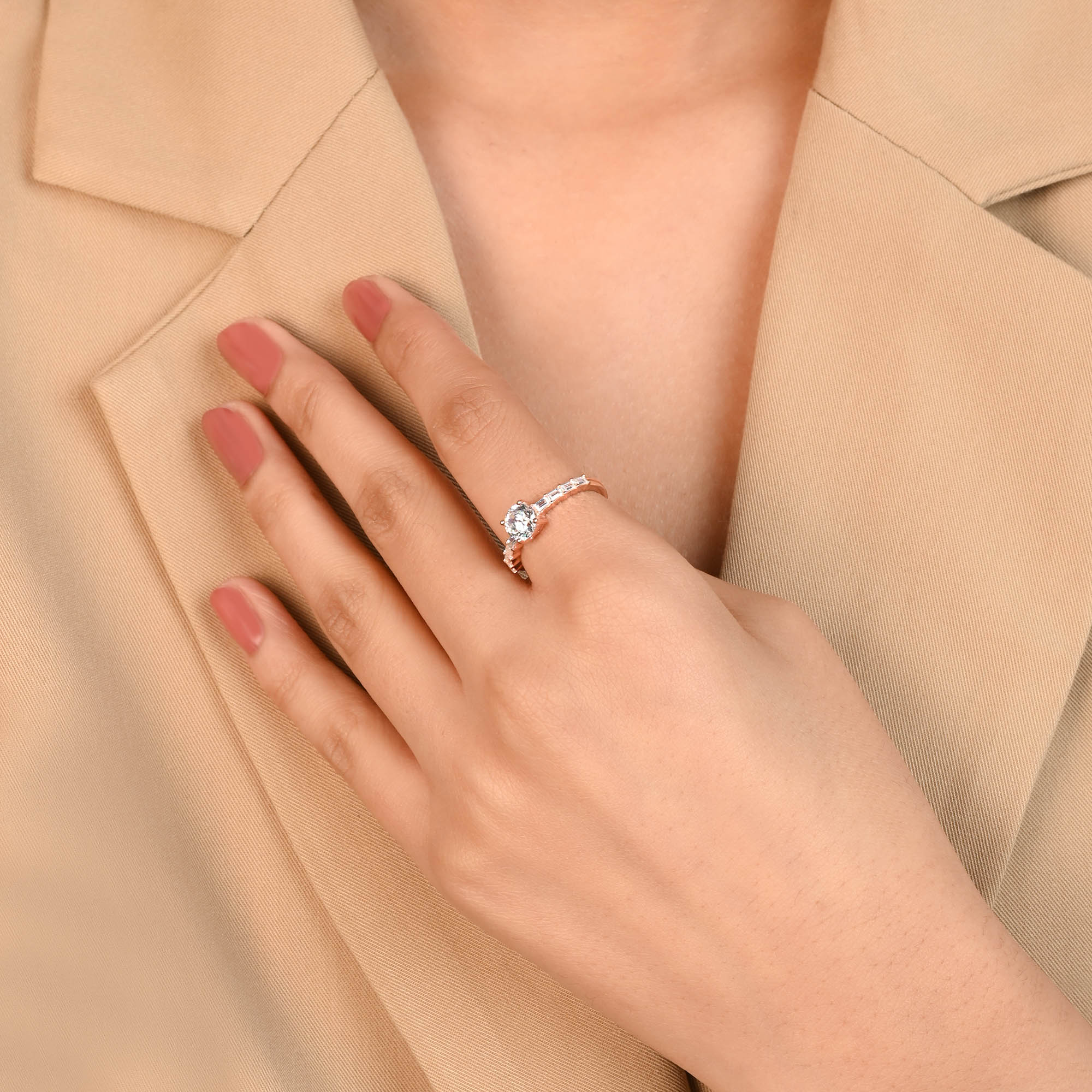 Round Baguette Accent Ring - Image 3