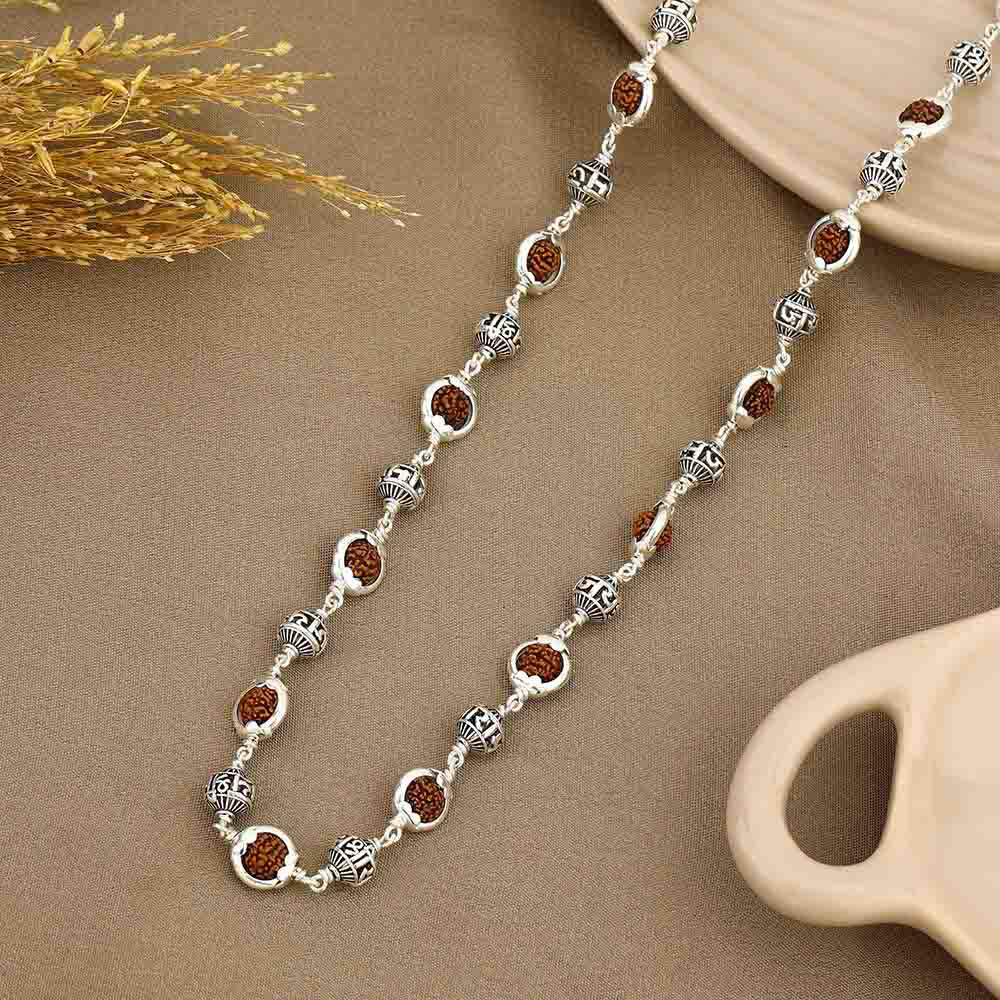 Sacred Rudraksha Silver Chain