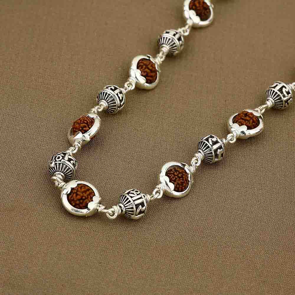 Sacred Rudraksha Silver Chain - Image 3