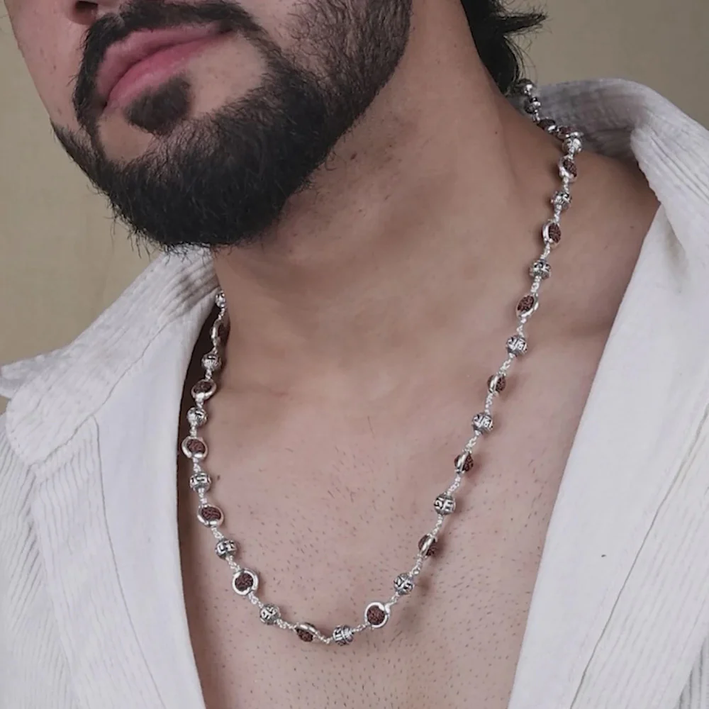 Sacred Rudraksha Silver Chain - Image 6