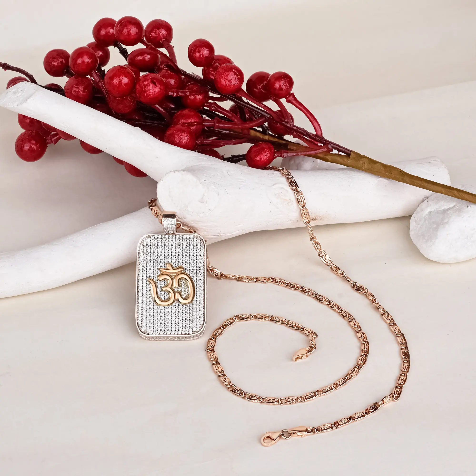 Sacred Serenity CZ Rosegold Chain Locket - Image 3