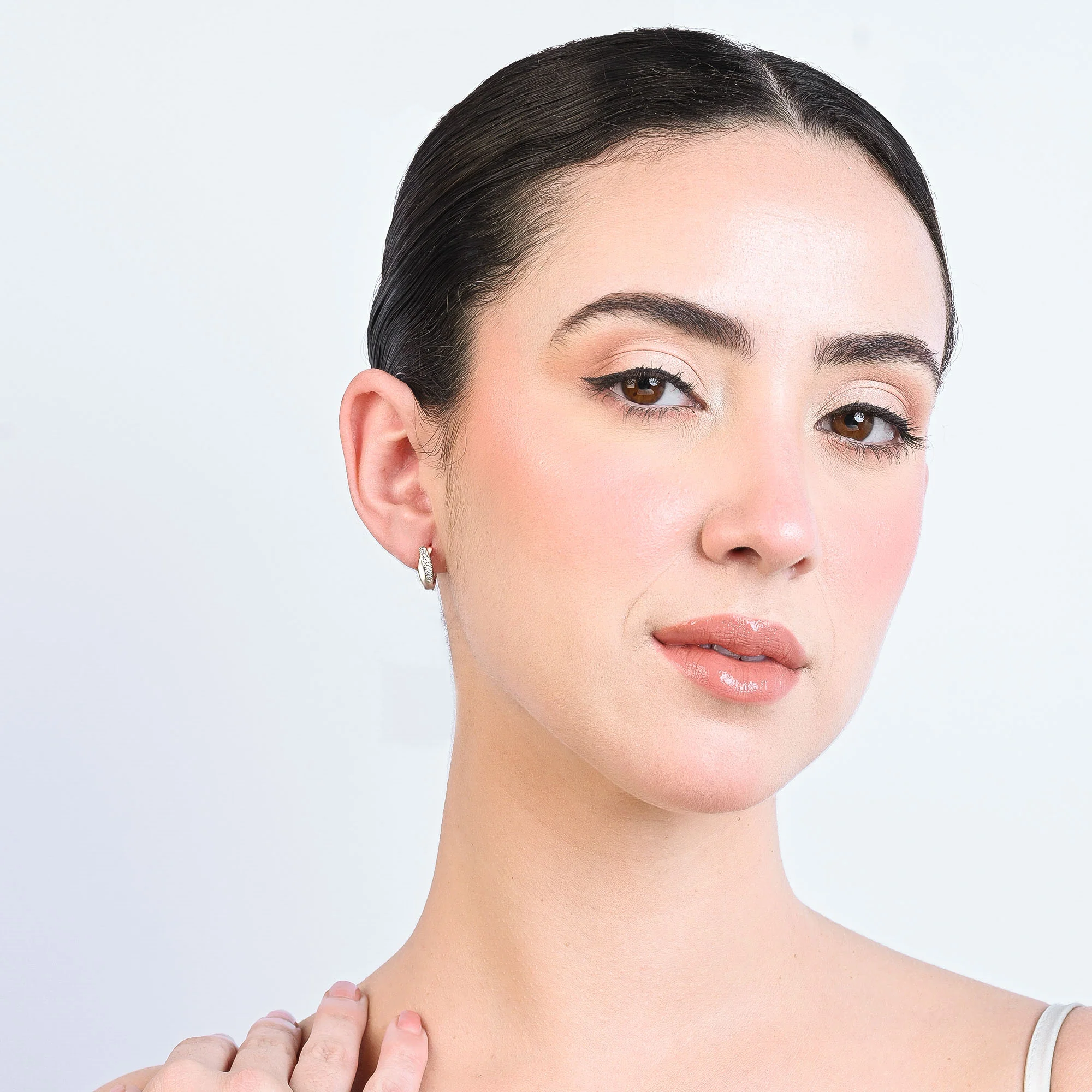 Sculpted Spark CZ Hoops - Image 5