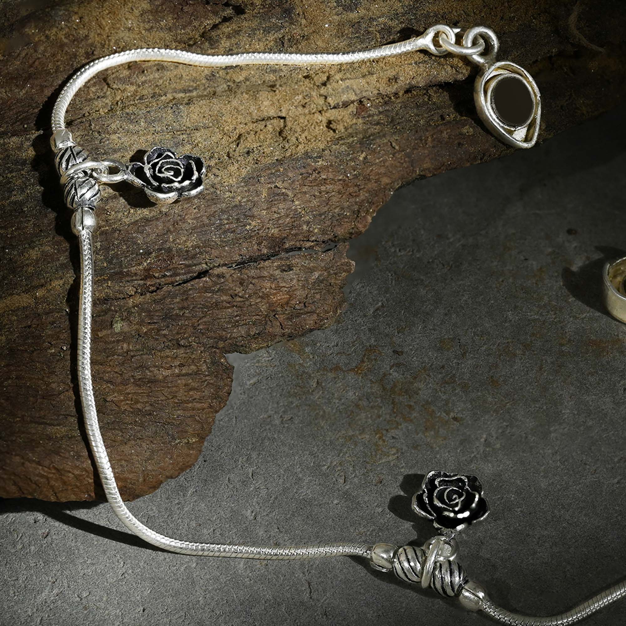 Silver Blossomed Charm Anklet - Image 4