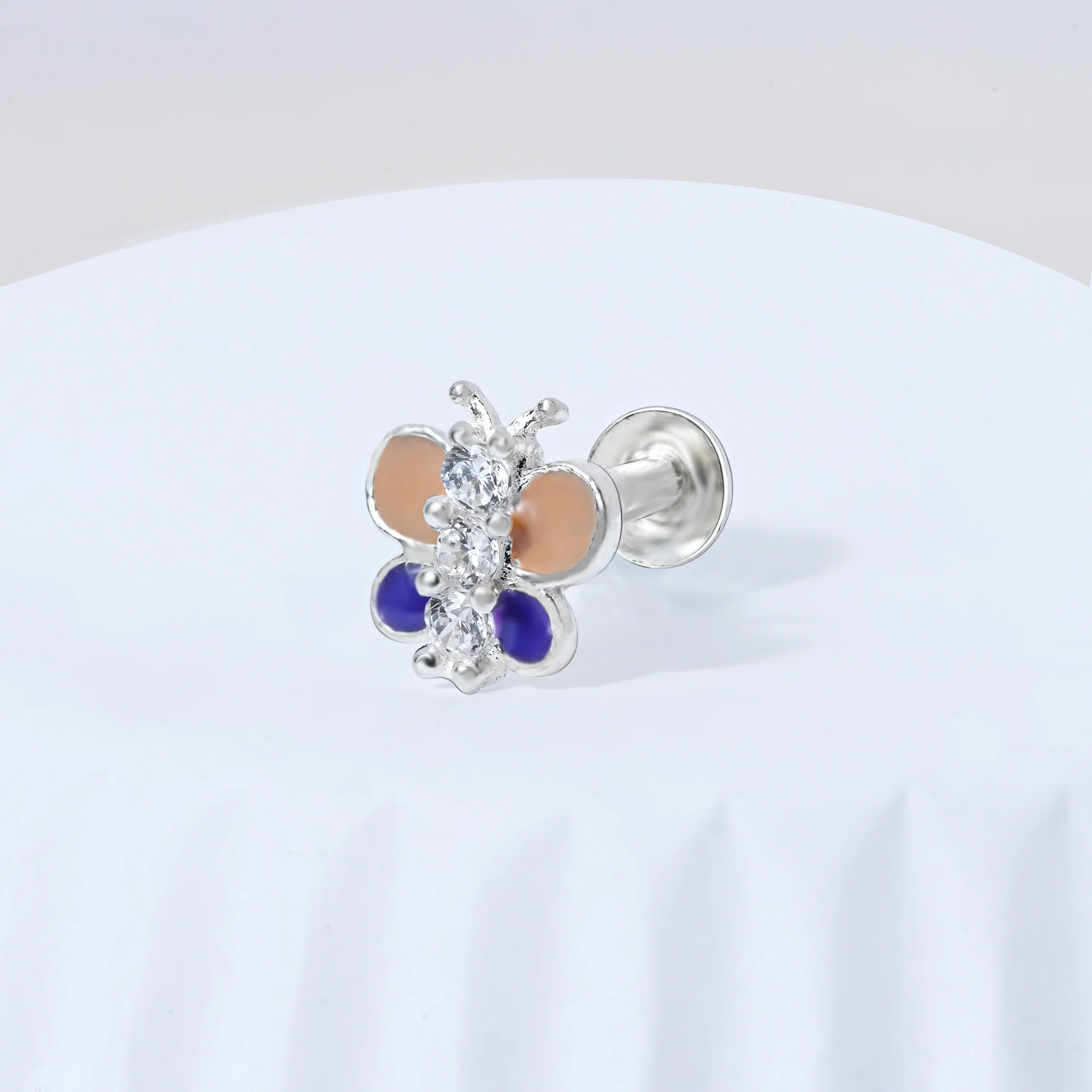 Silver Butterfly Nose Pin - Image 4