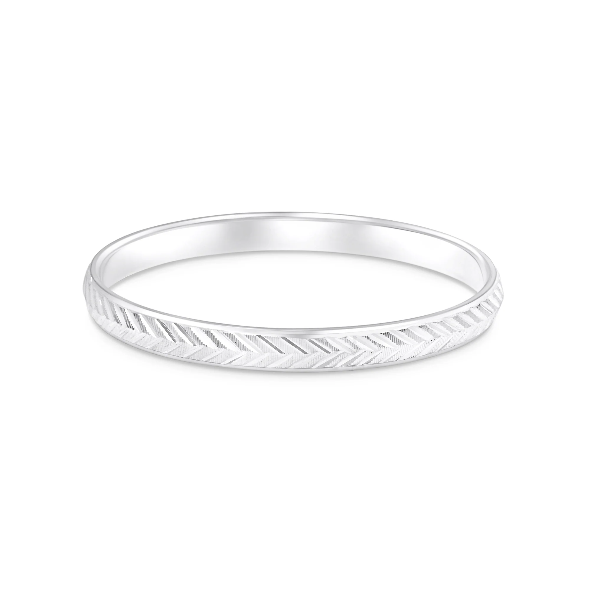 Silver Chevron Engraved Kada - Image 2