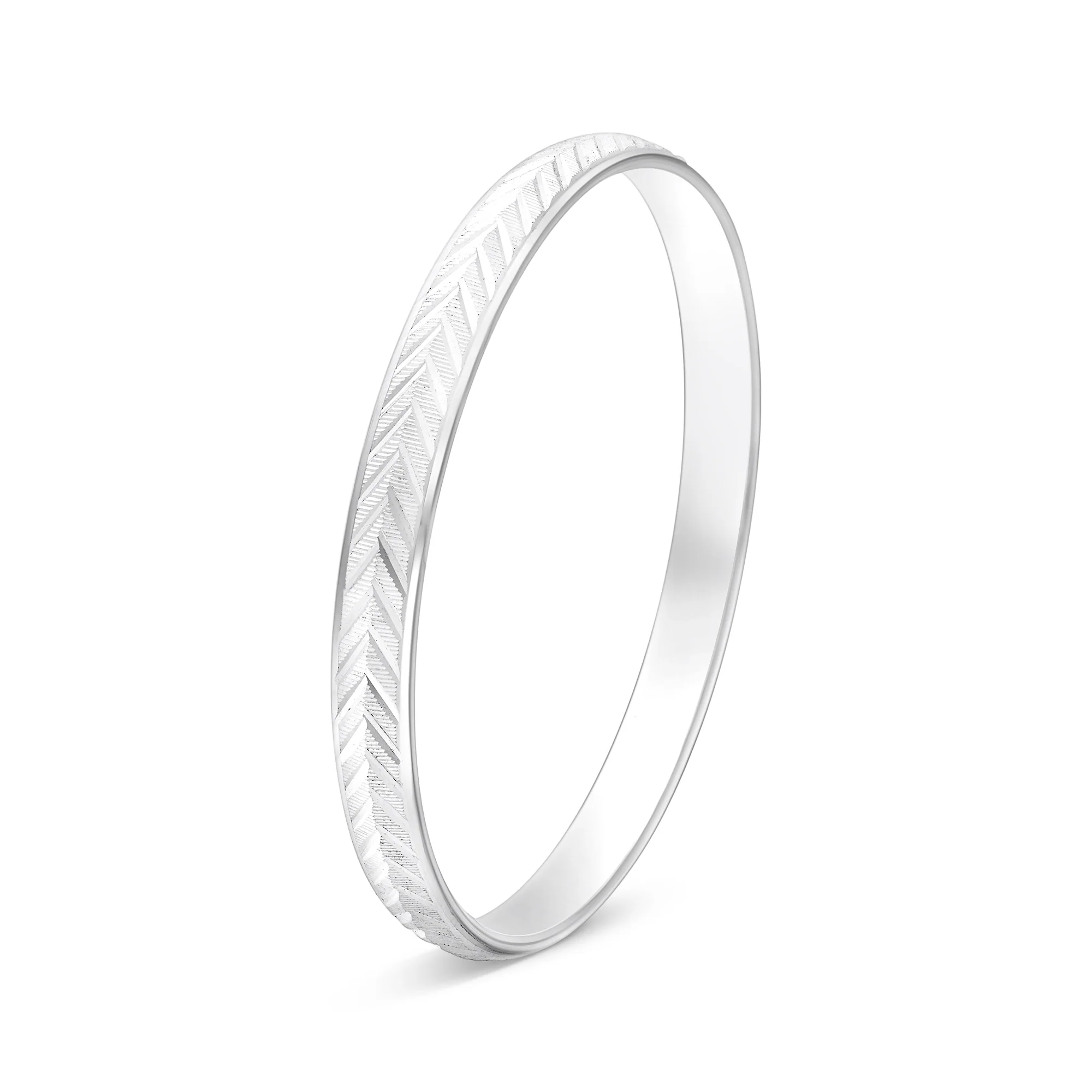 Silver Chevron Engraved Kada - Image 4