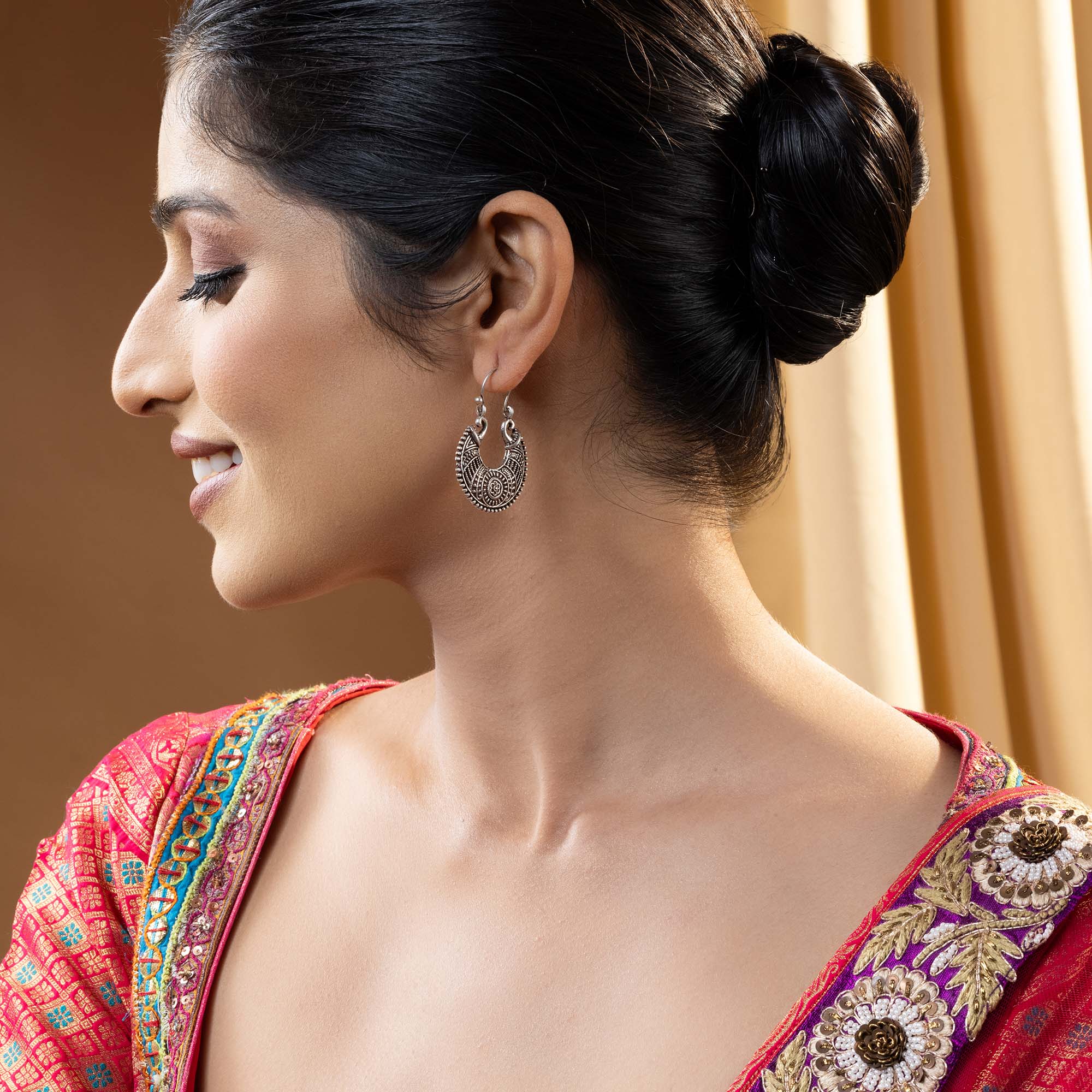 Silver Engraved Earrings - Image 3