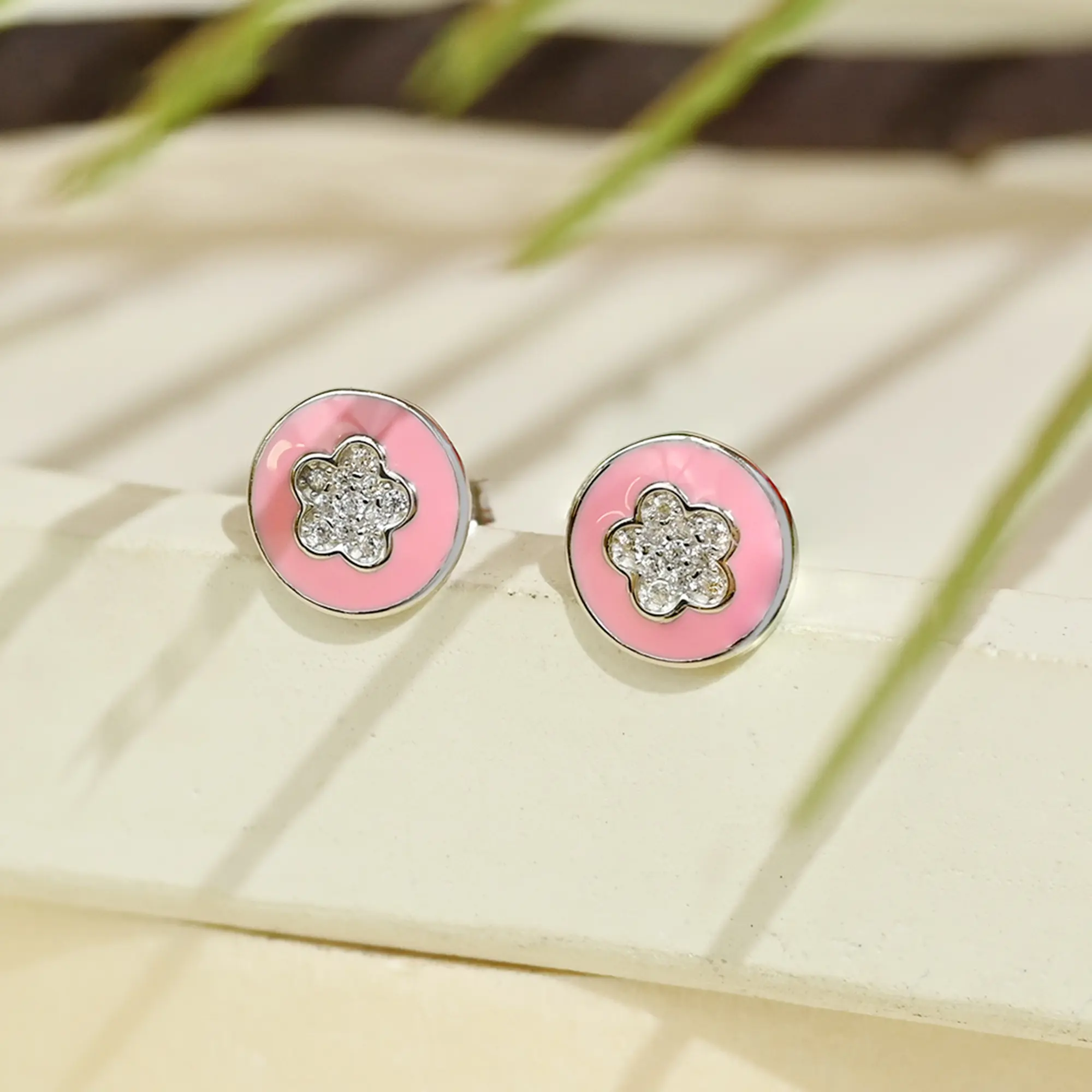 Pink Floral Studs - Image 10