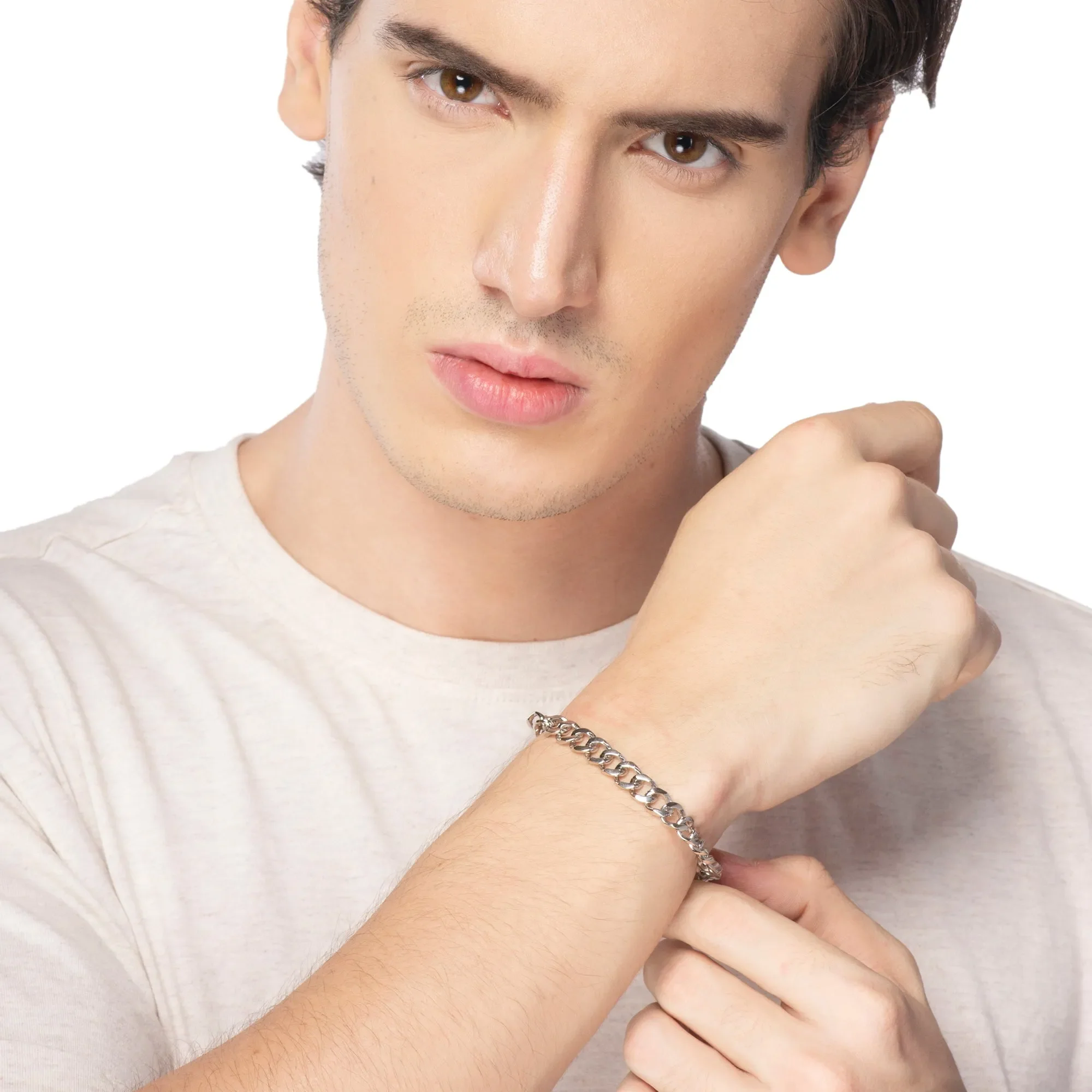 Silver Key & Chain Bracelet Duo - Image 4