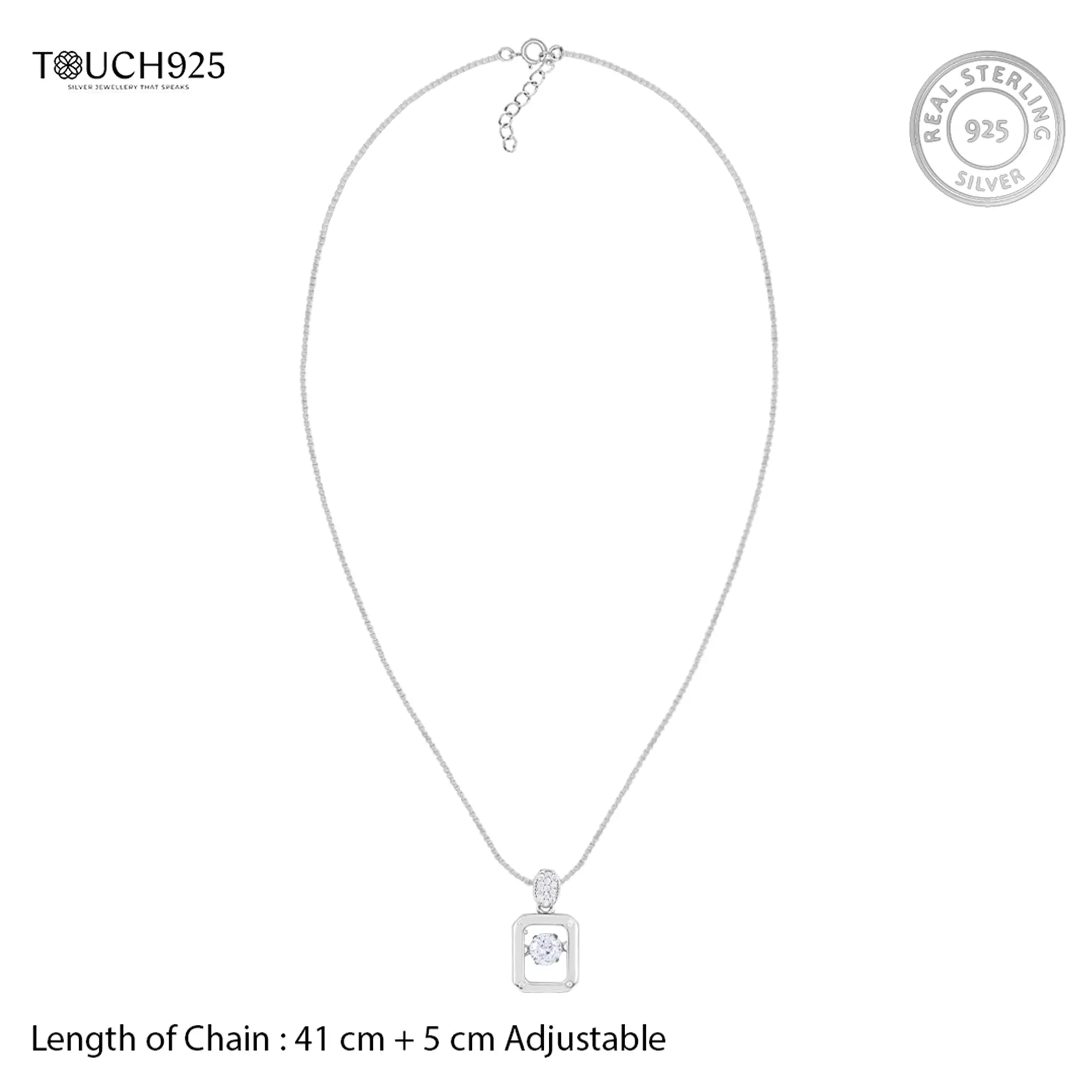 Silver Stone Rectangle Necklace - Image 3