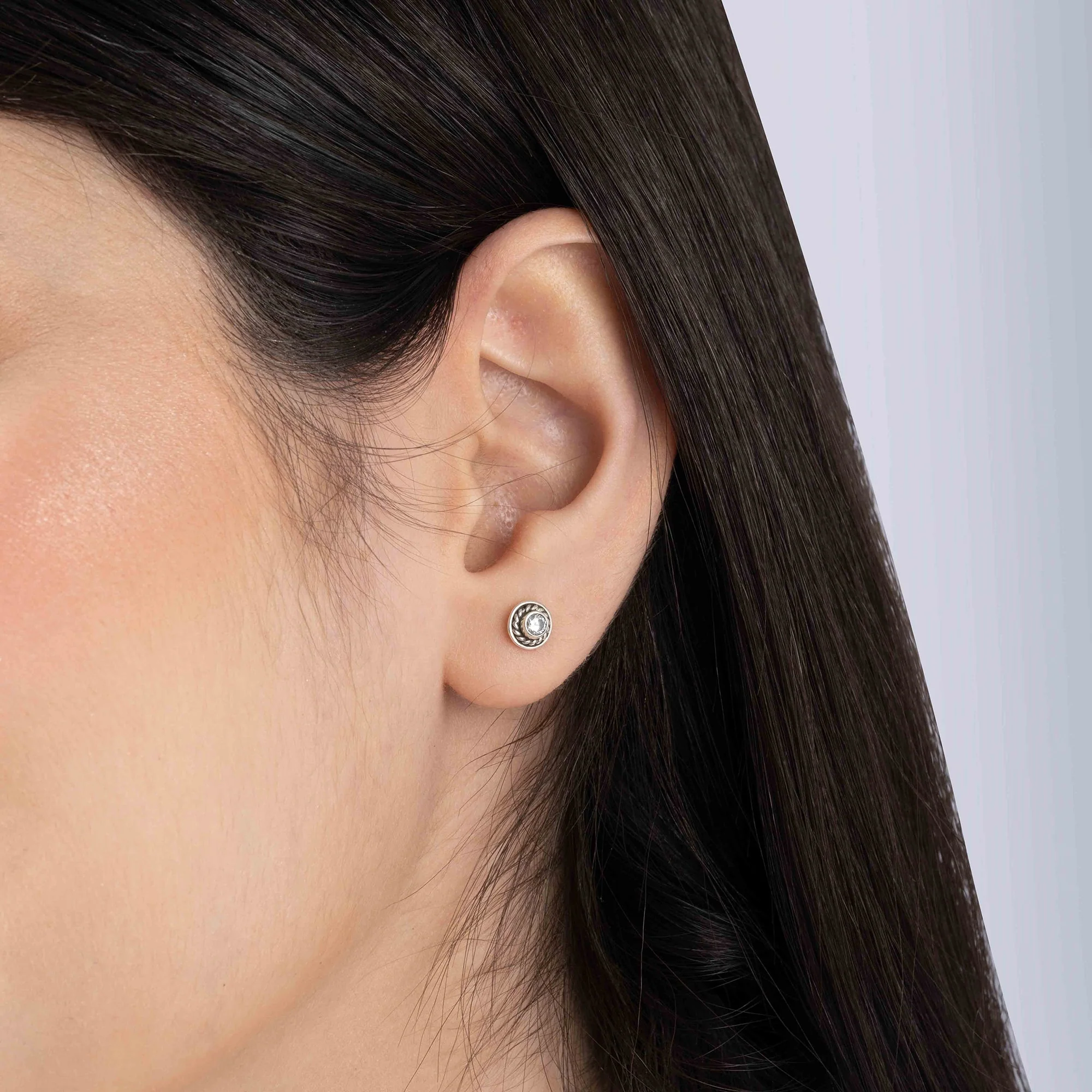 Sleek Circular Stone Studs - Image 3