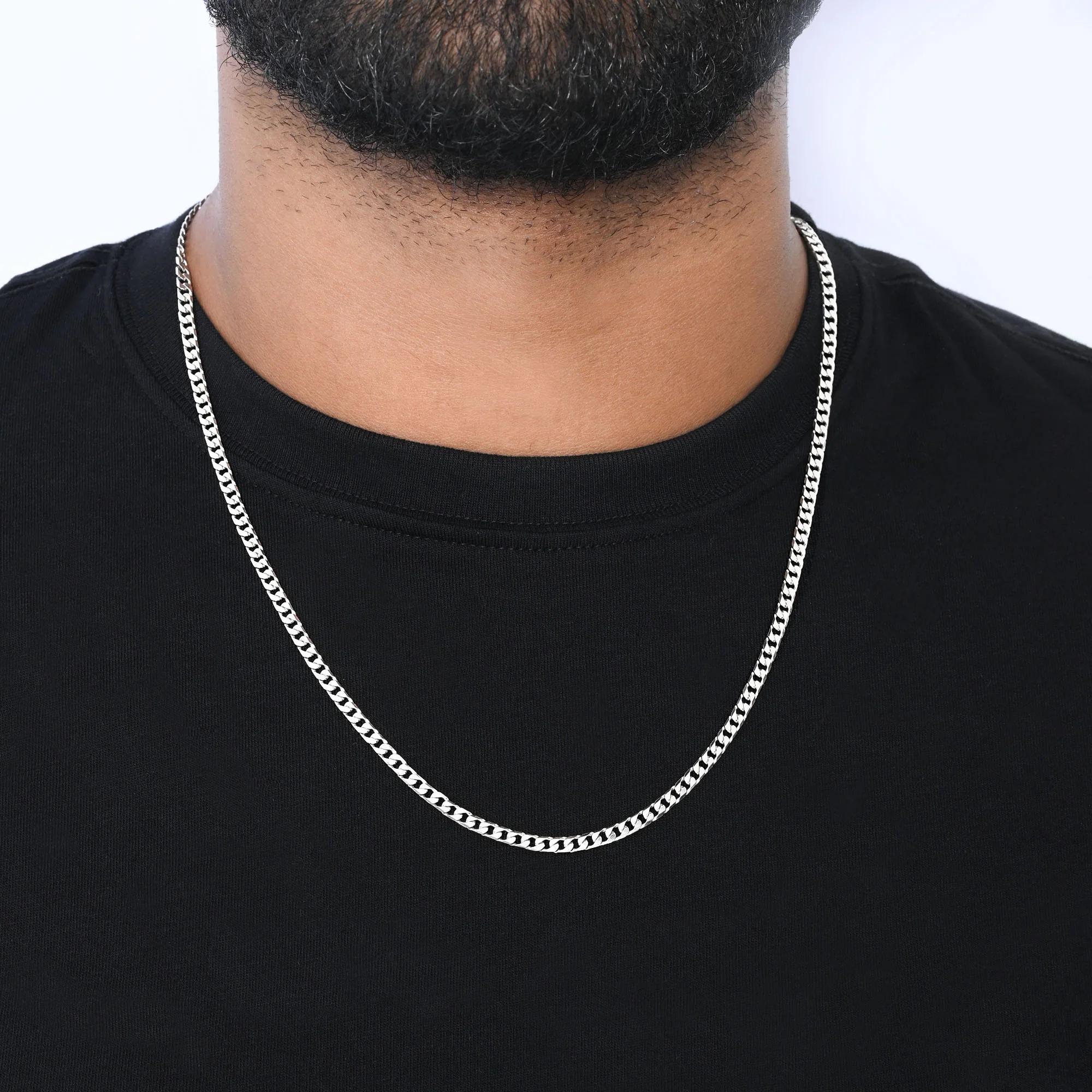 Sleek Flat Curb Silver Chain - Image 2