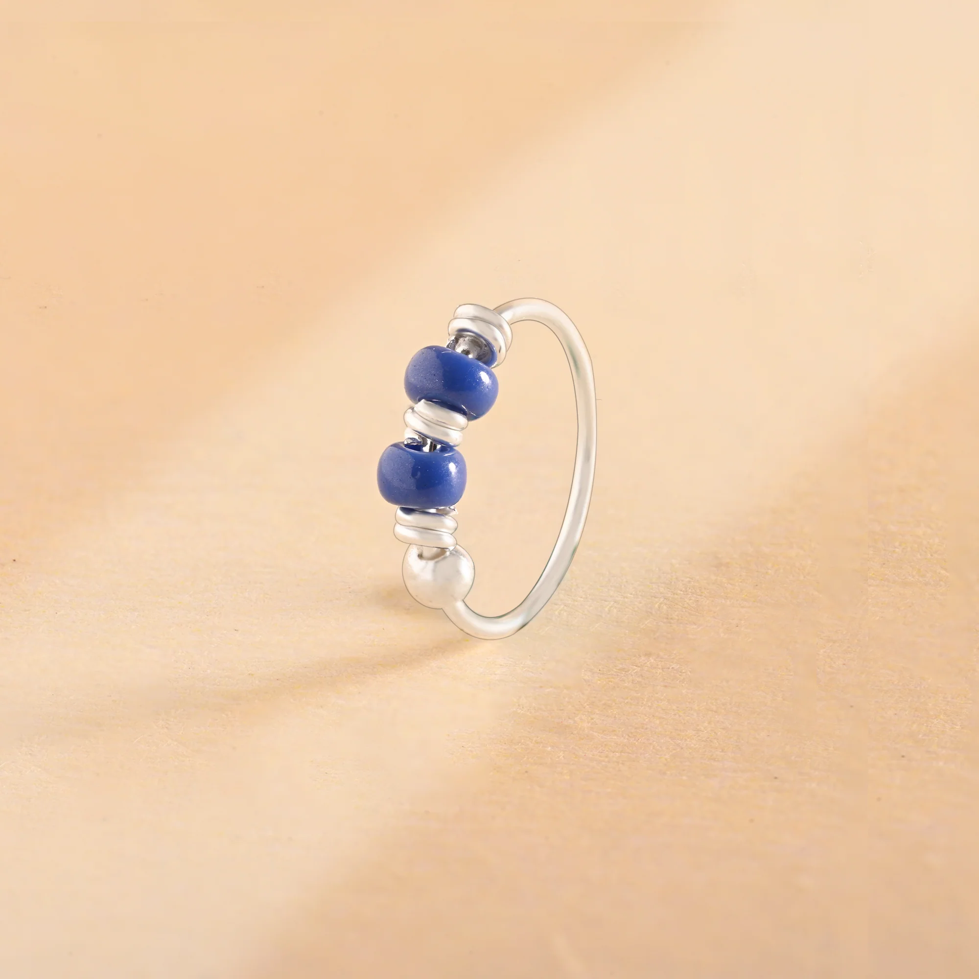 Small Blue Bead Nose Ring
