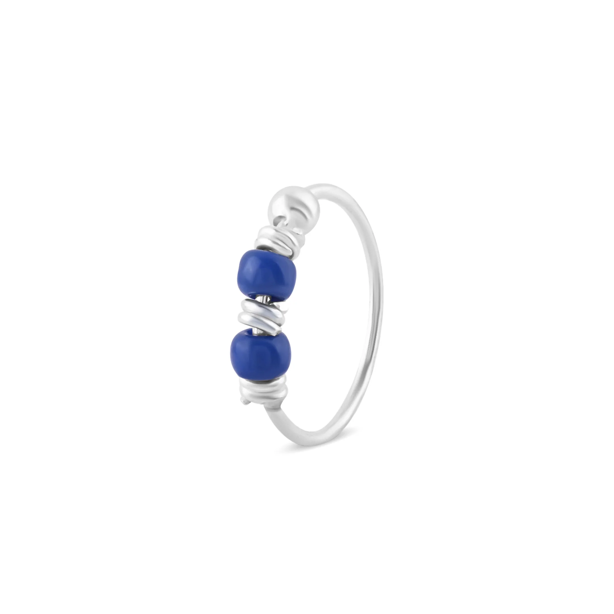 Small Blue Bead Nose Ring - Image 2