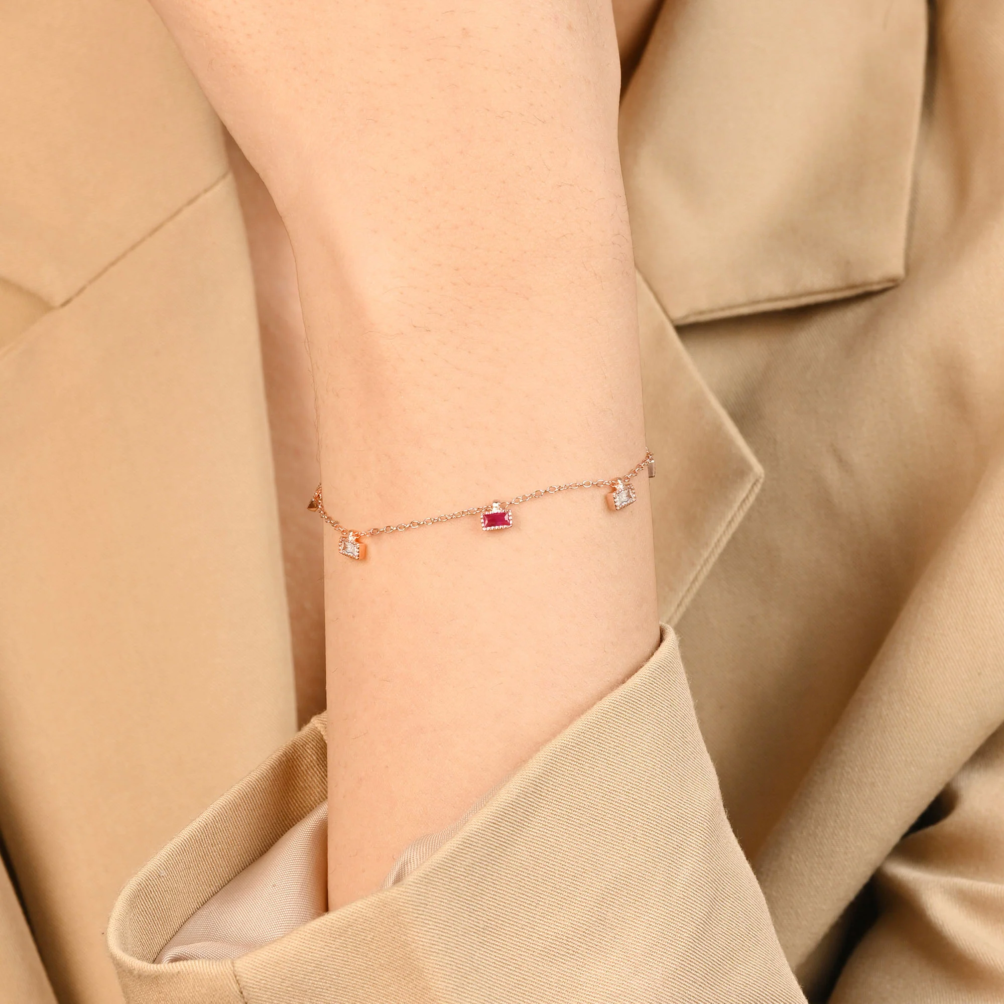 Square Accent Silver Bracelet - Image 4