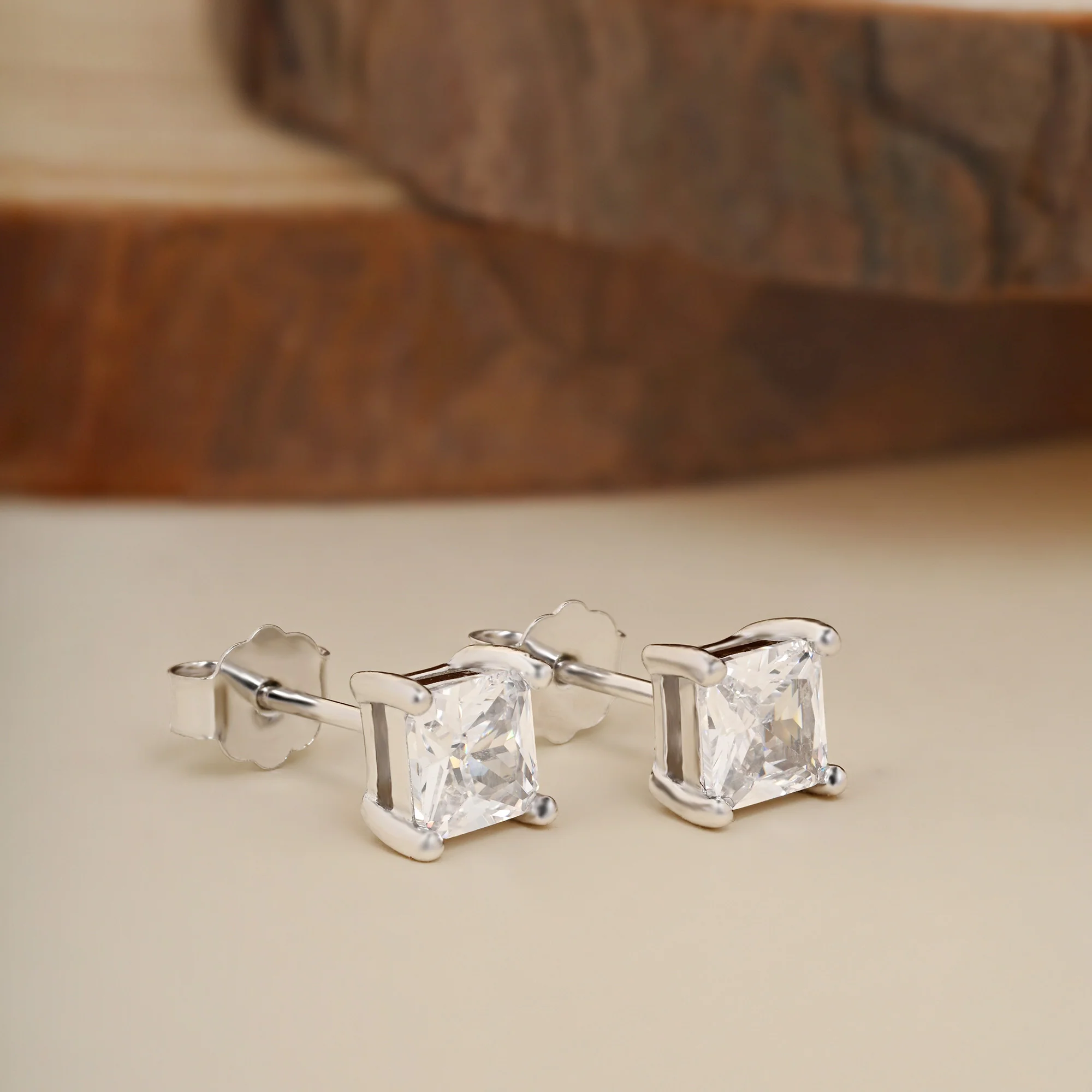 Square-Cut CZ Studs - Image 5
