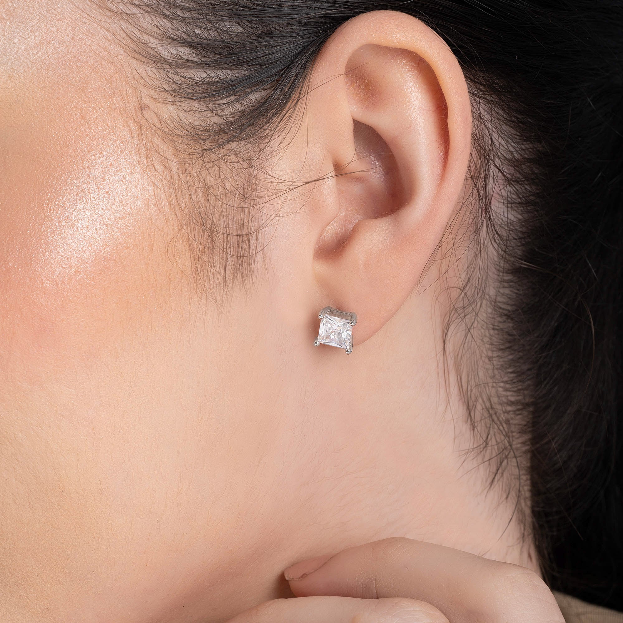 Square-Cut CZ Studs - Image 7