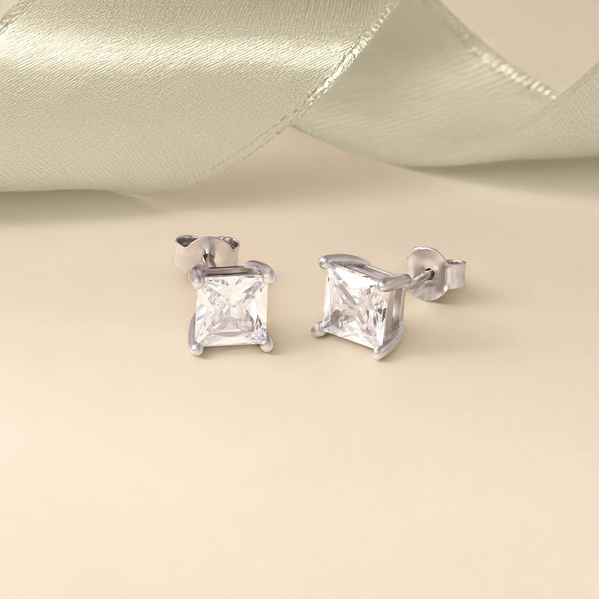 Square-Cut CZ Studs - Image 8