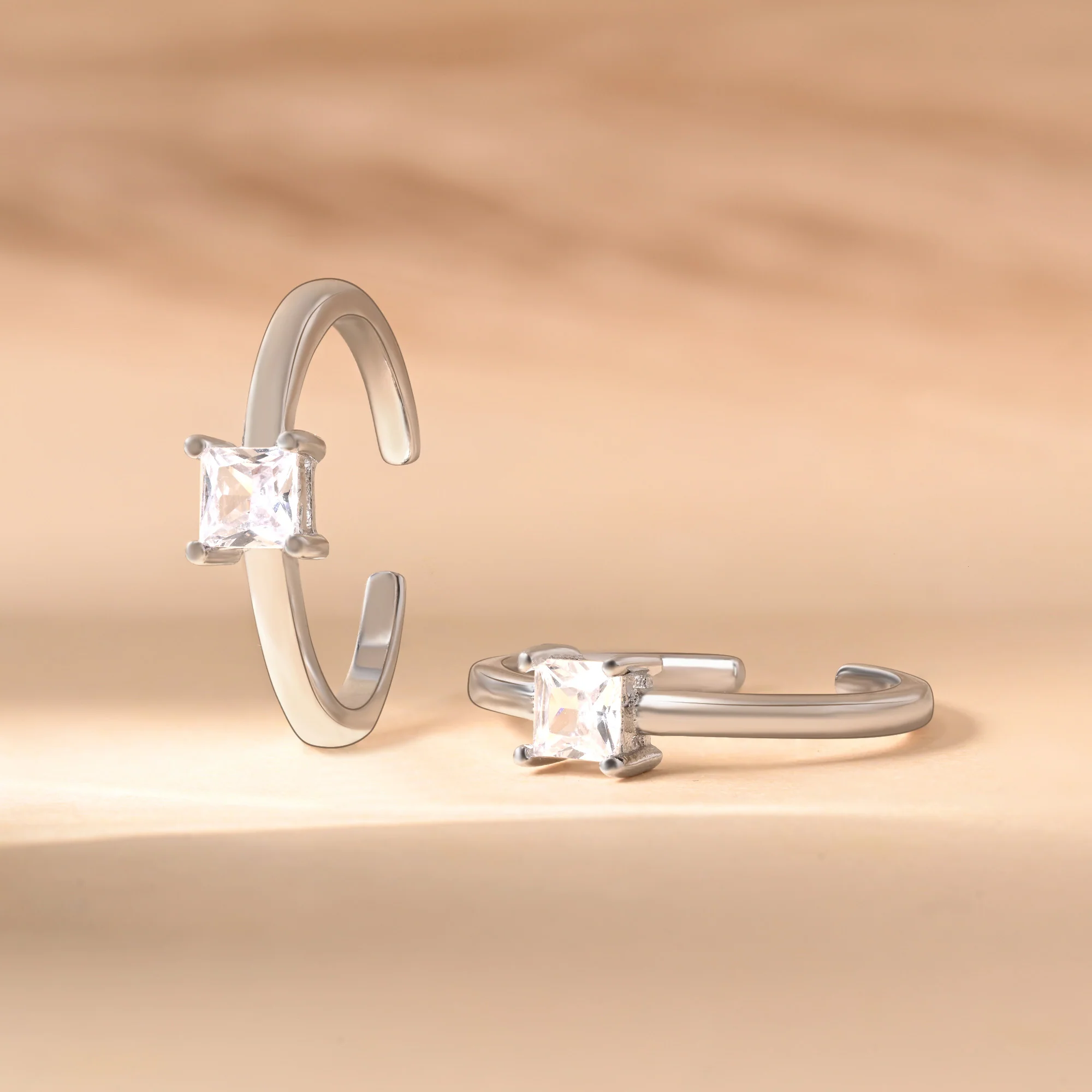 Square CZ Toe Ring