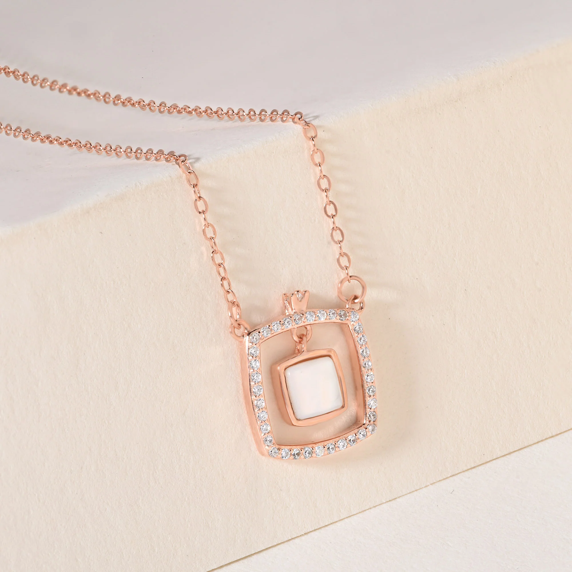 Square Frame Pendant Necklace