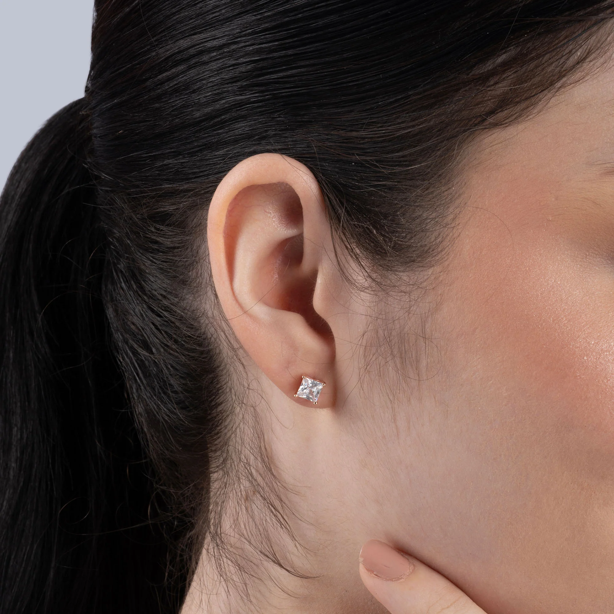 Square Single Stone Stud - Image 5