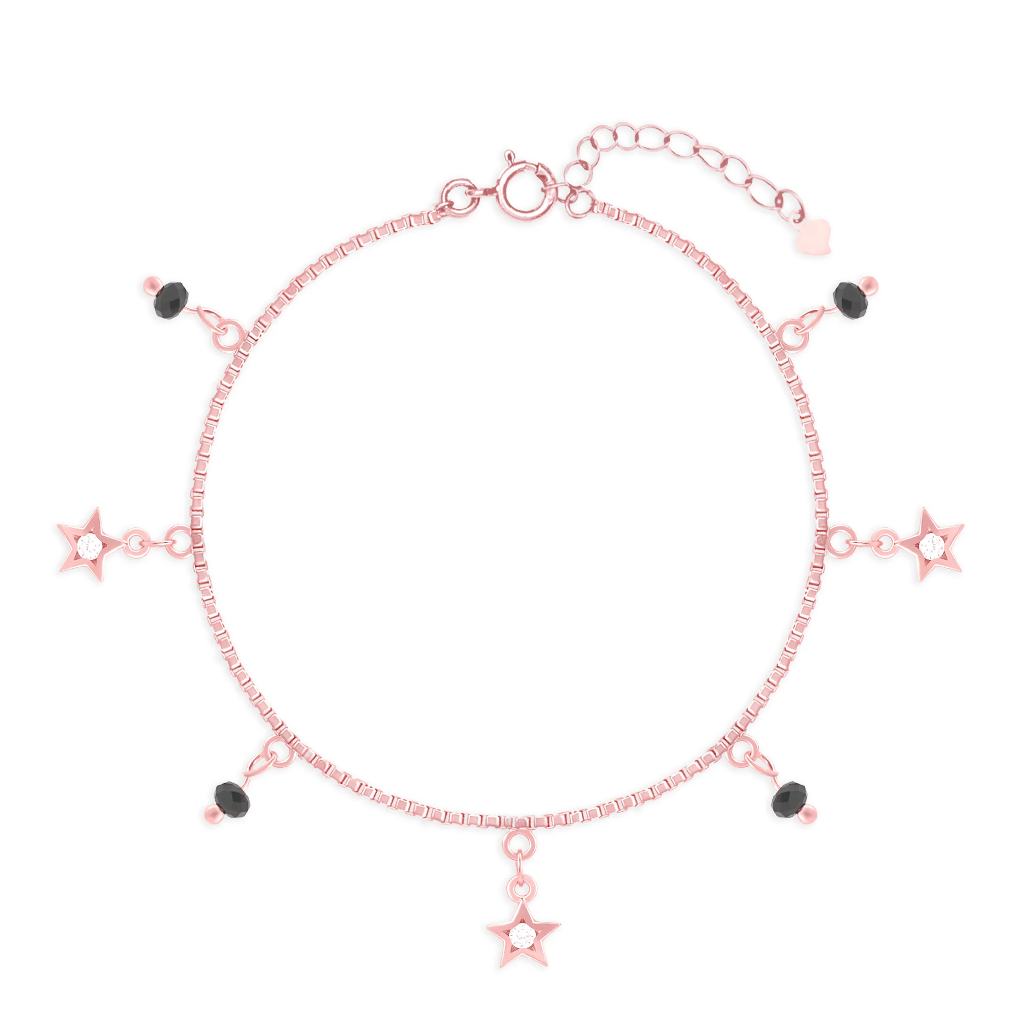 Star Charm Bracelet with Black Beads - Image 2