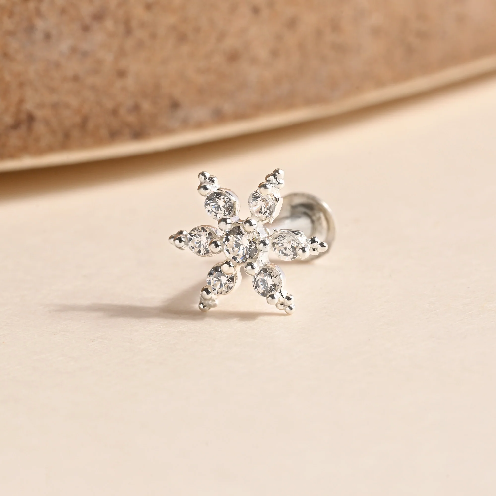 Starburst CZ Silver Nose Pin - Image 4