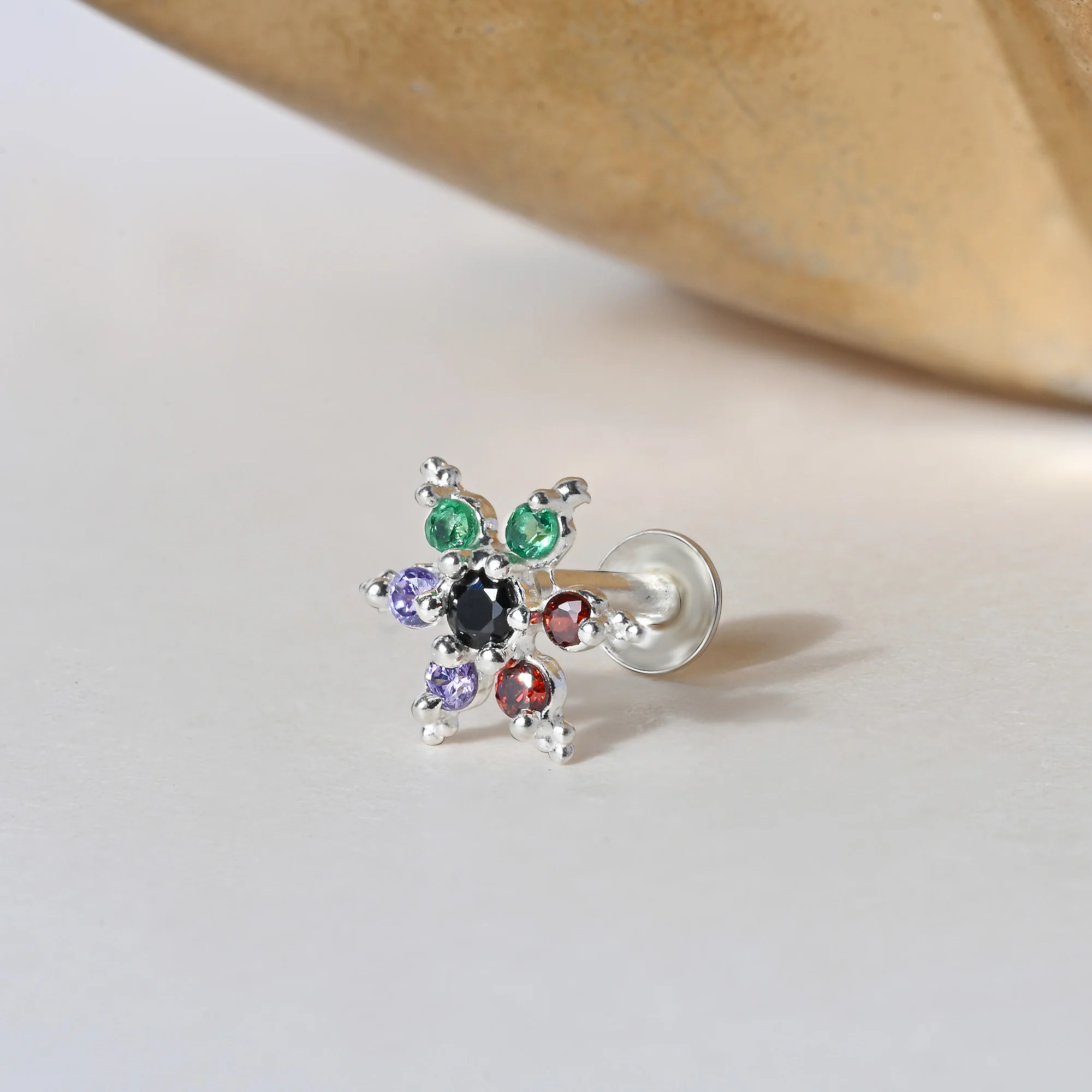 Starburst CZ Silver Nose Pin - Image 8