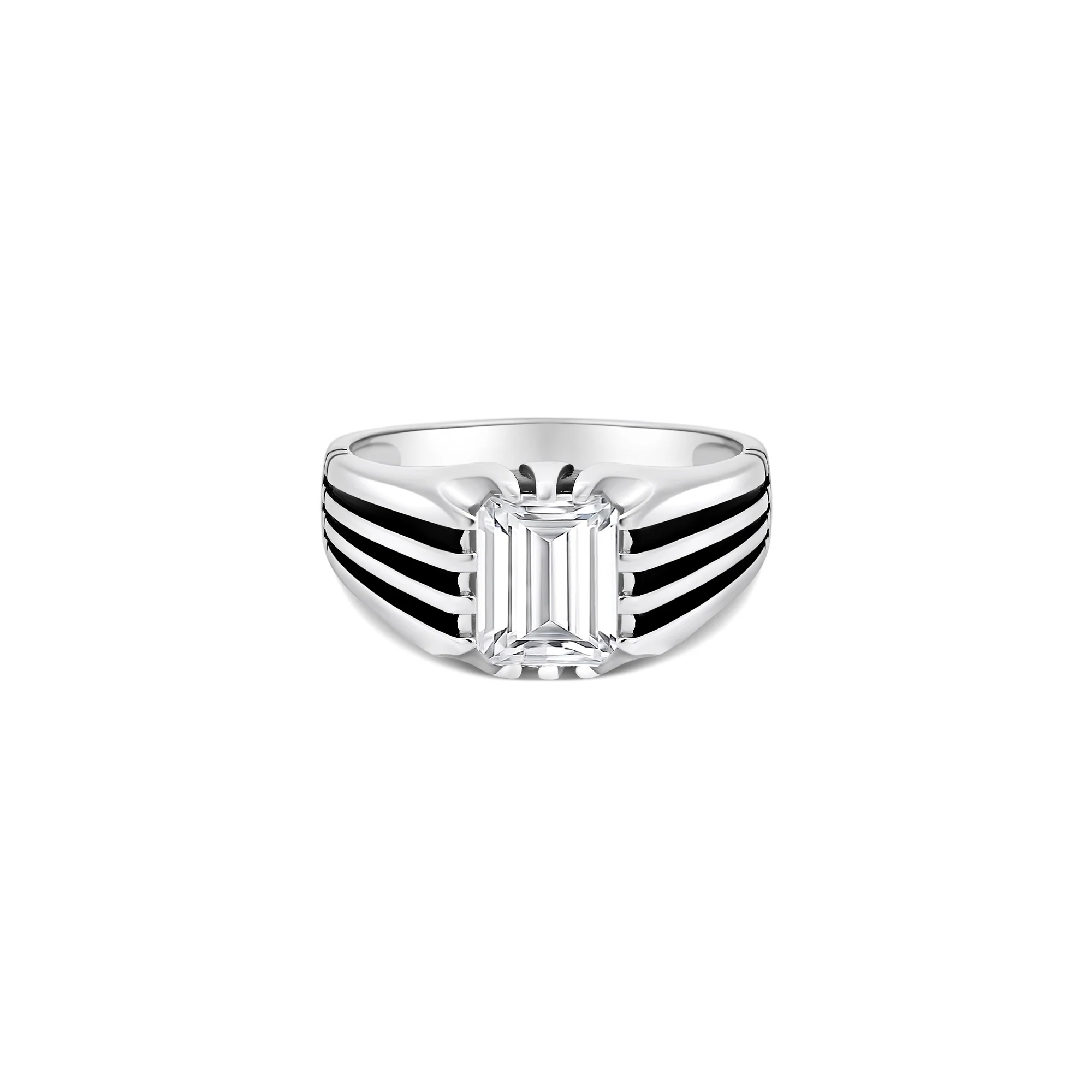 Striped Crest Silver Ring - Image 2