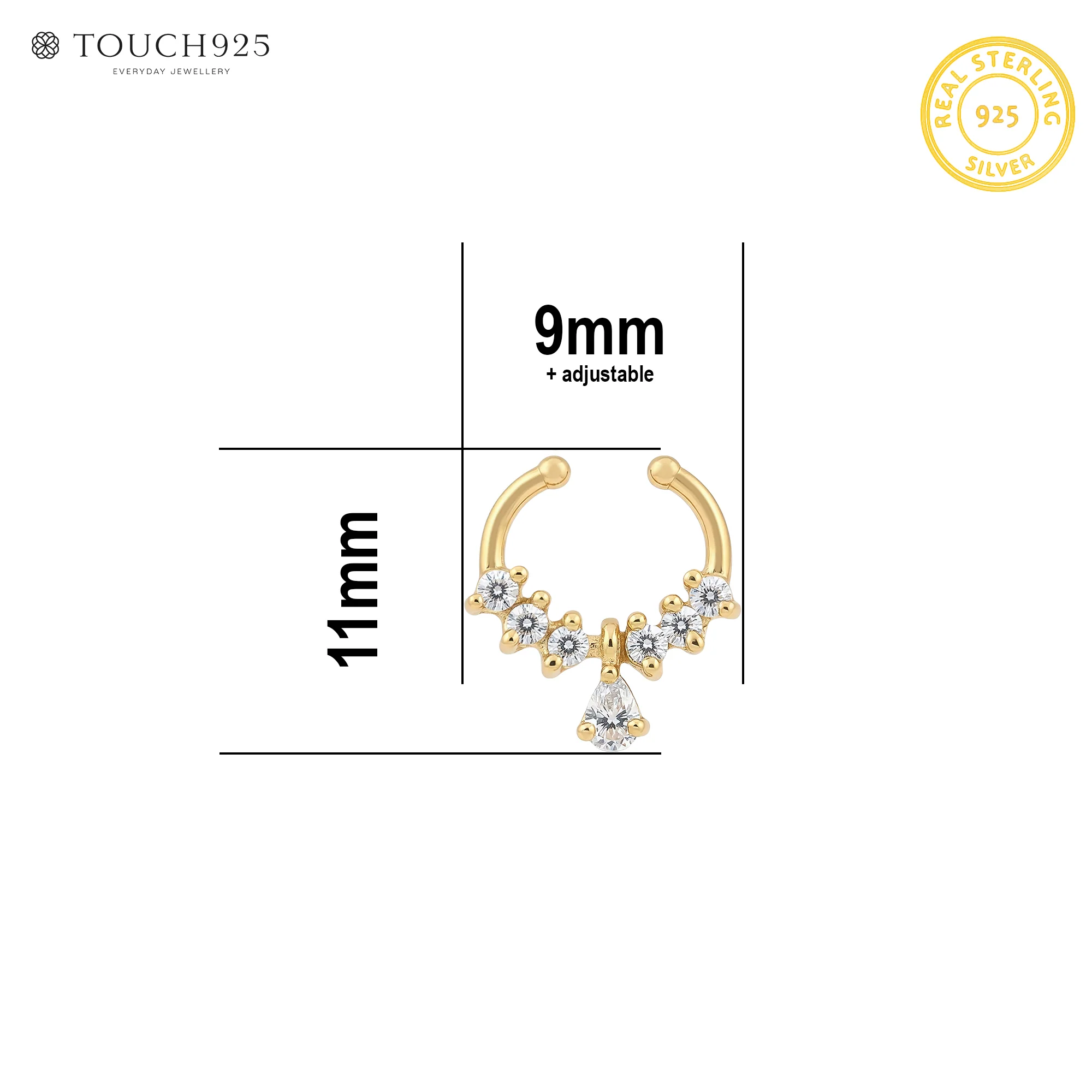 Teardrop Charm Septum Nose Ring - Image 7