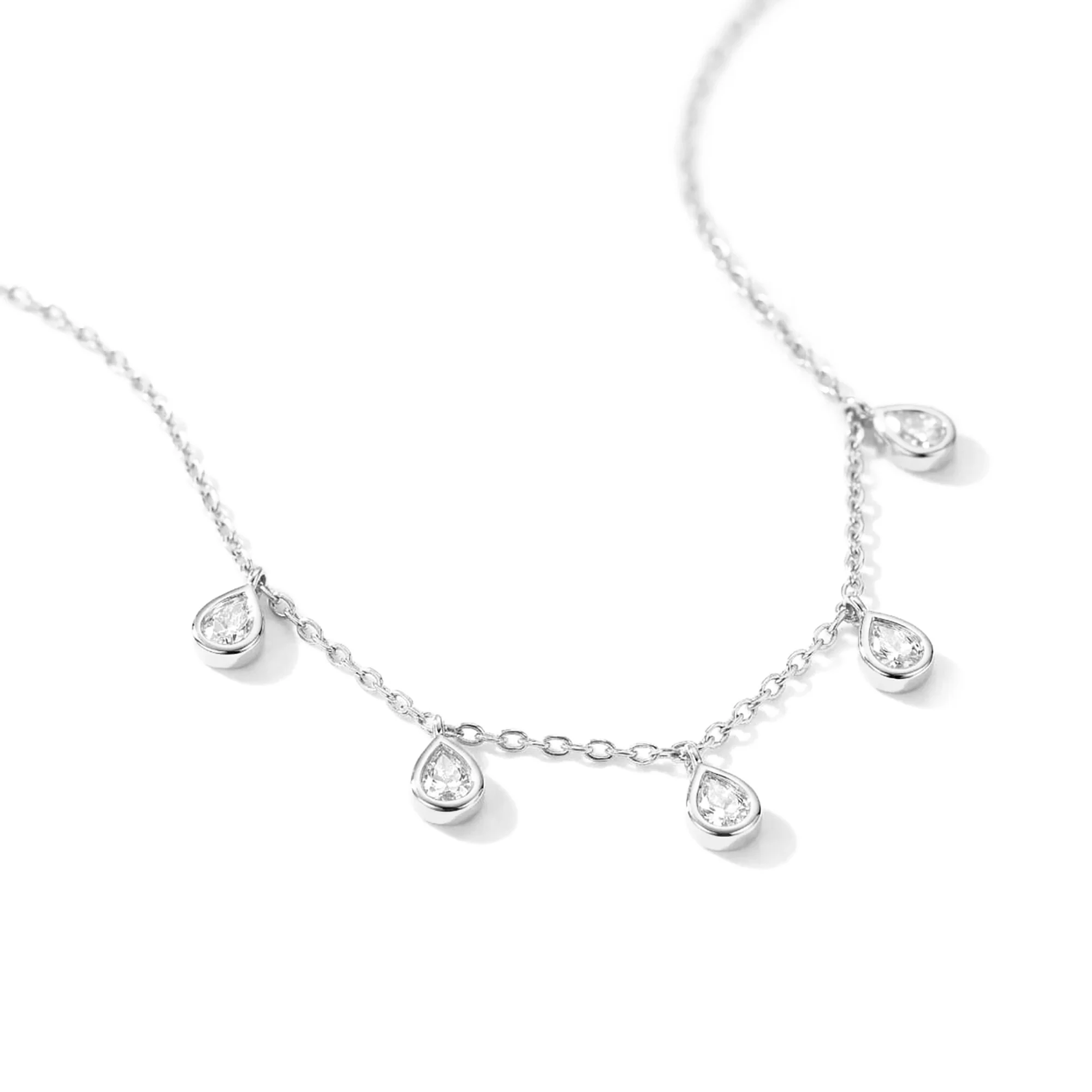 Teardrop Charm Silver Necklace - Image 4