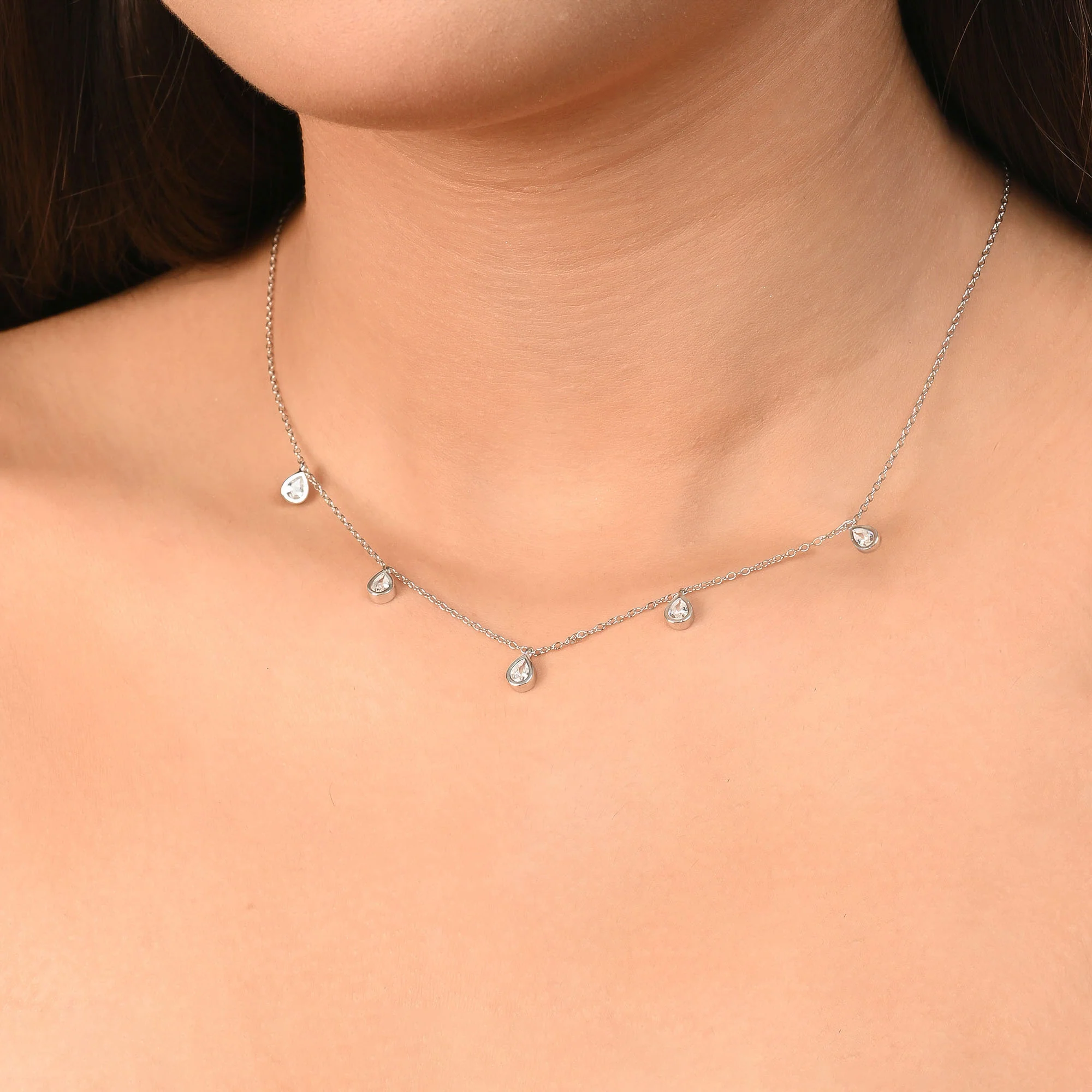 Teardrop Charm Silver Necklace - Image 5