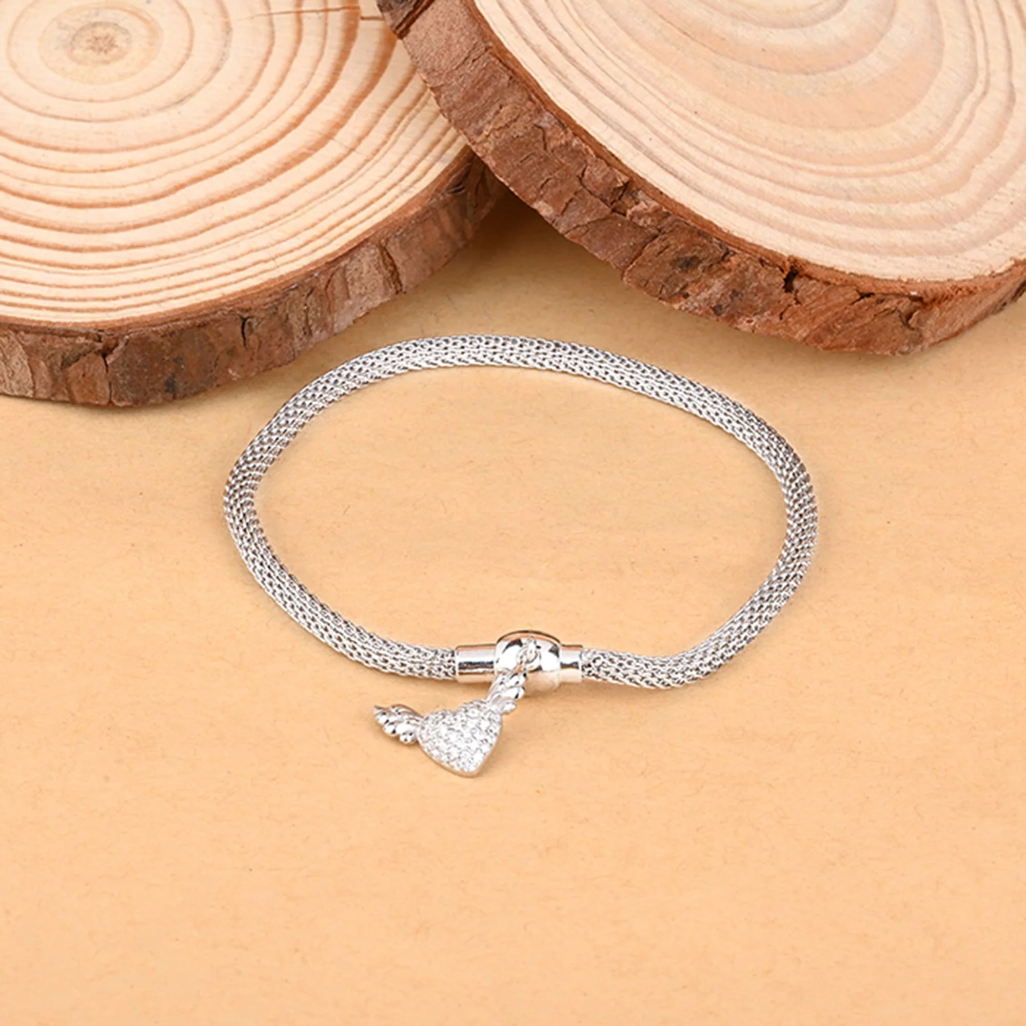 Heart Feather Charm Bracelet - Image 4