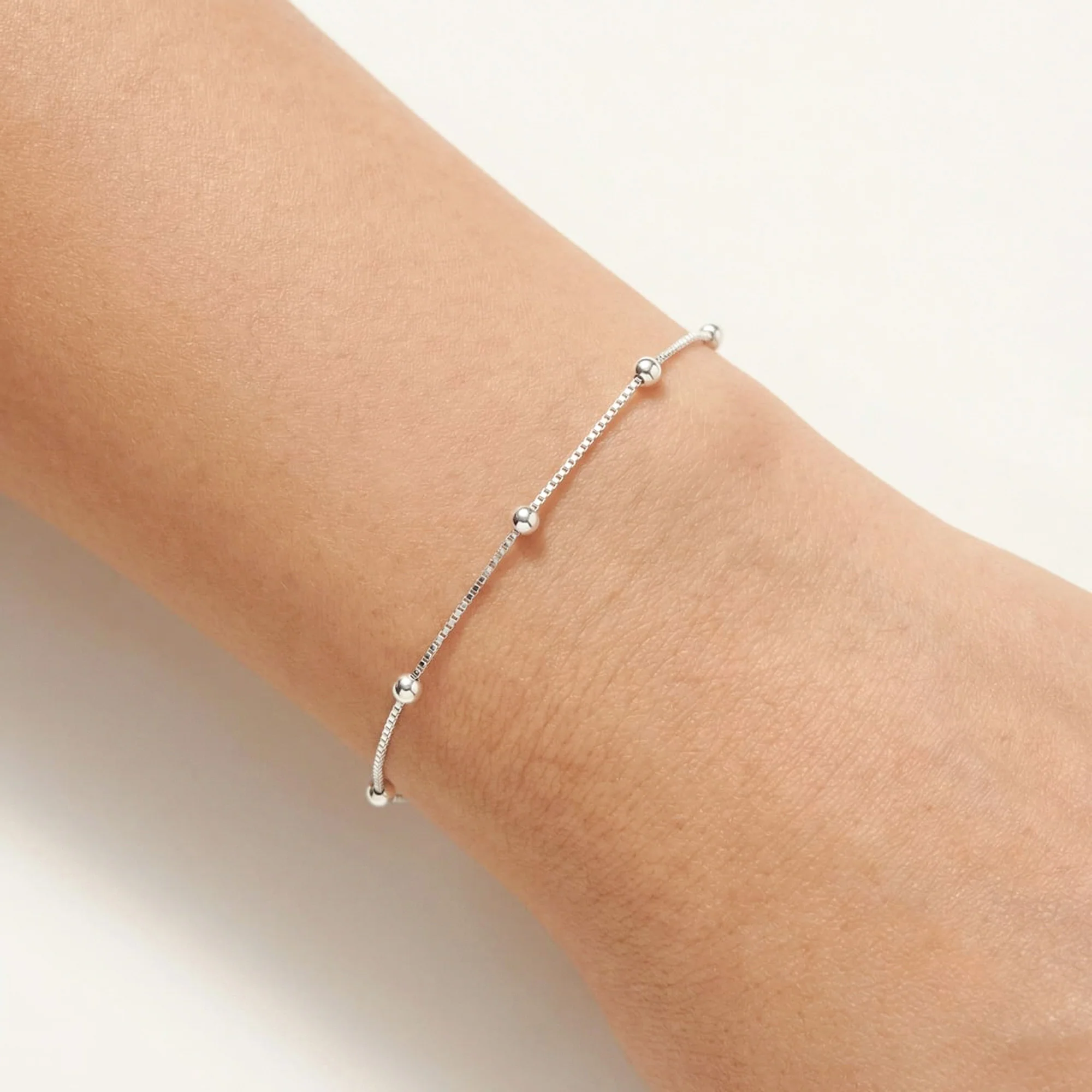 Tiny Bead Silver Bracelet - Image 4