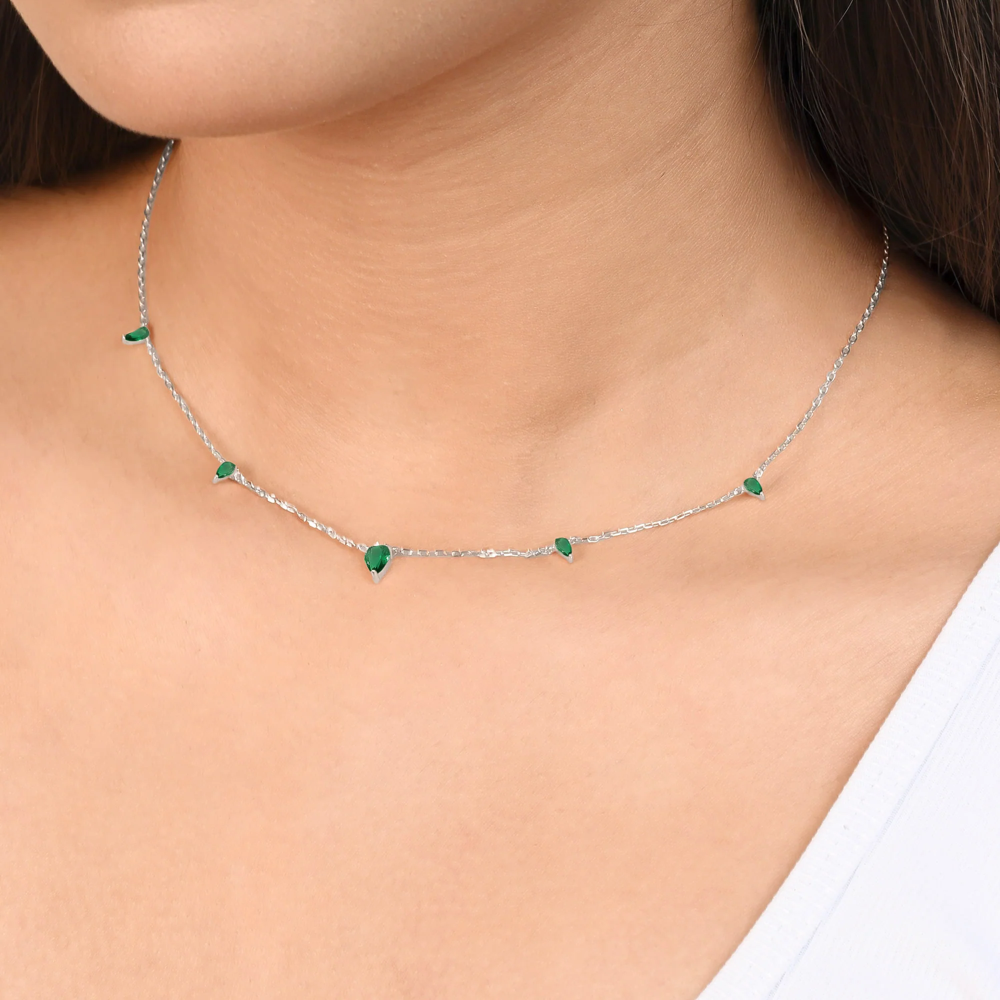 Tiny Triangle Drop Necklace - Image 11