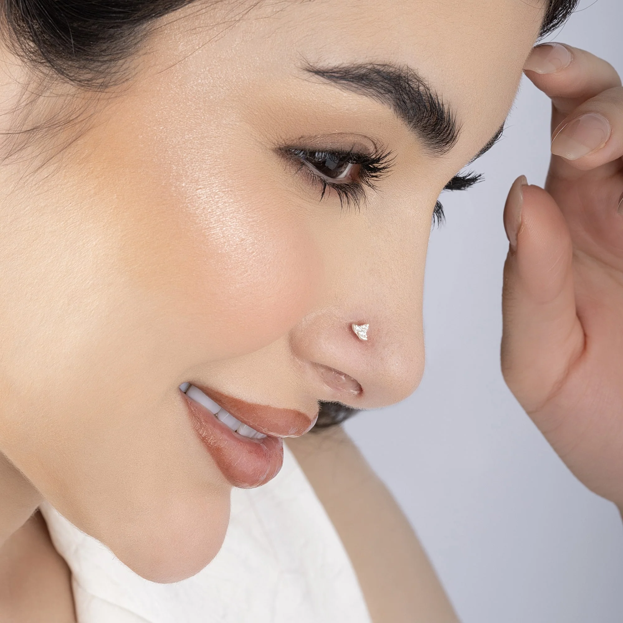 Triangular Silver Nose Pin - Image 3