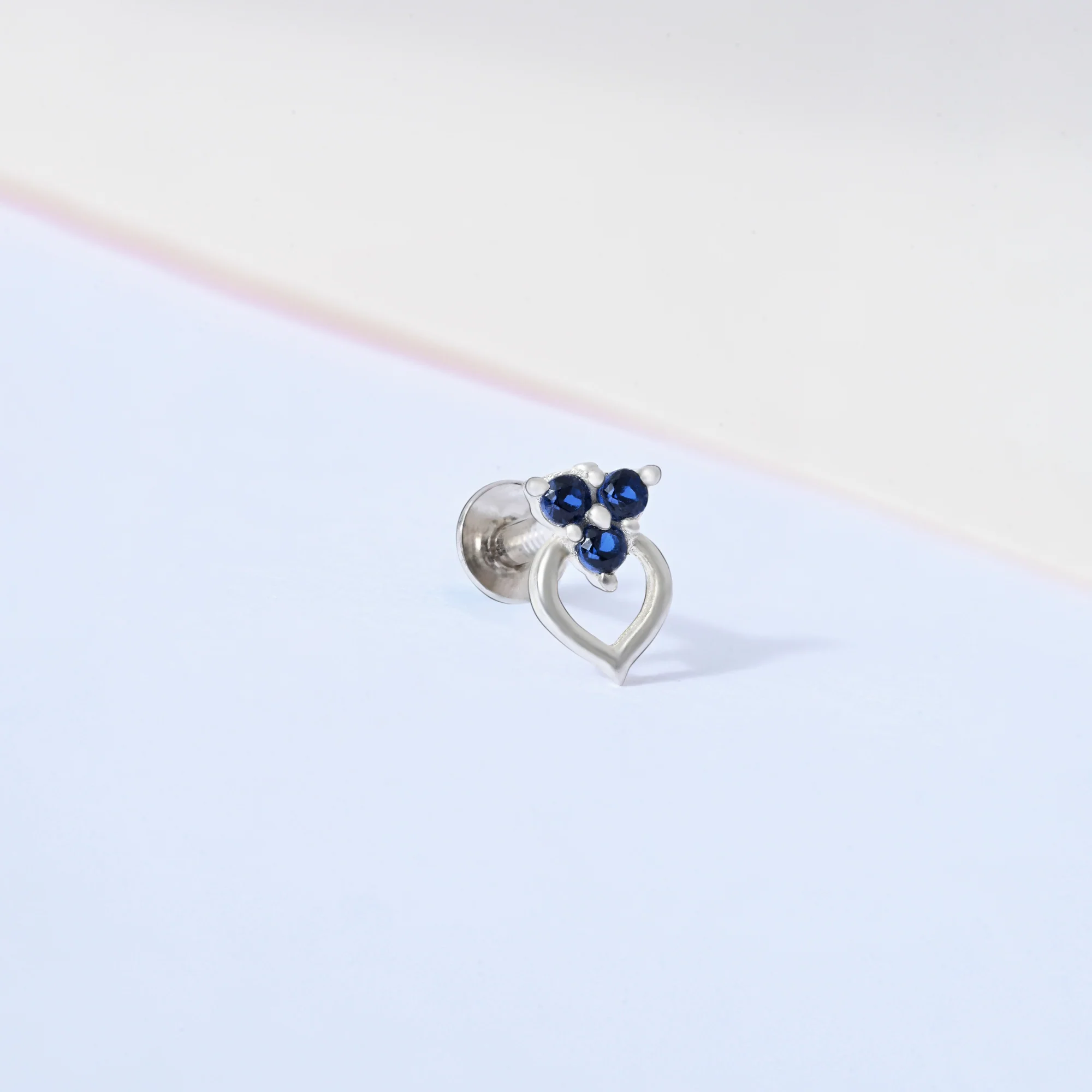 Trio Glow Heart Silver Nose Pin - Image 14